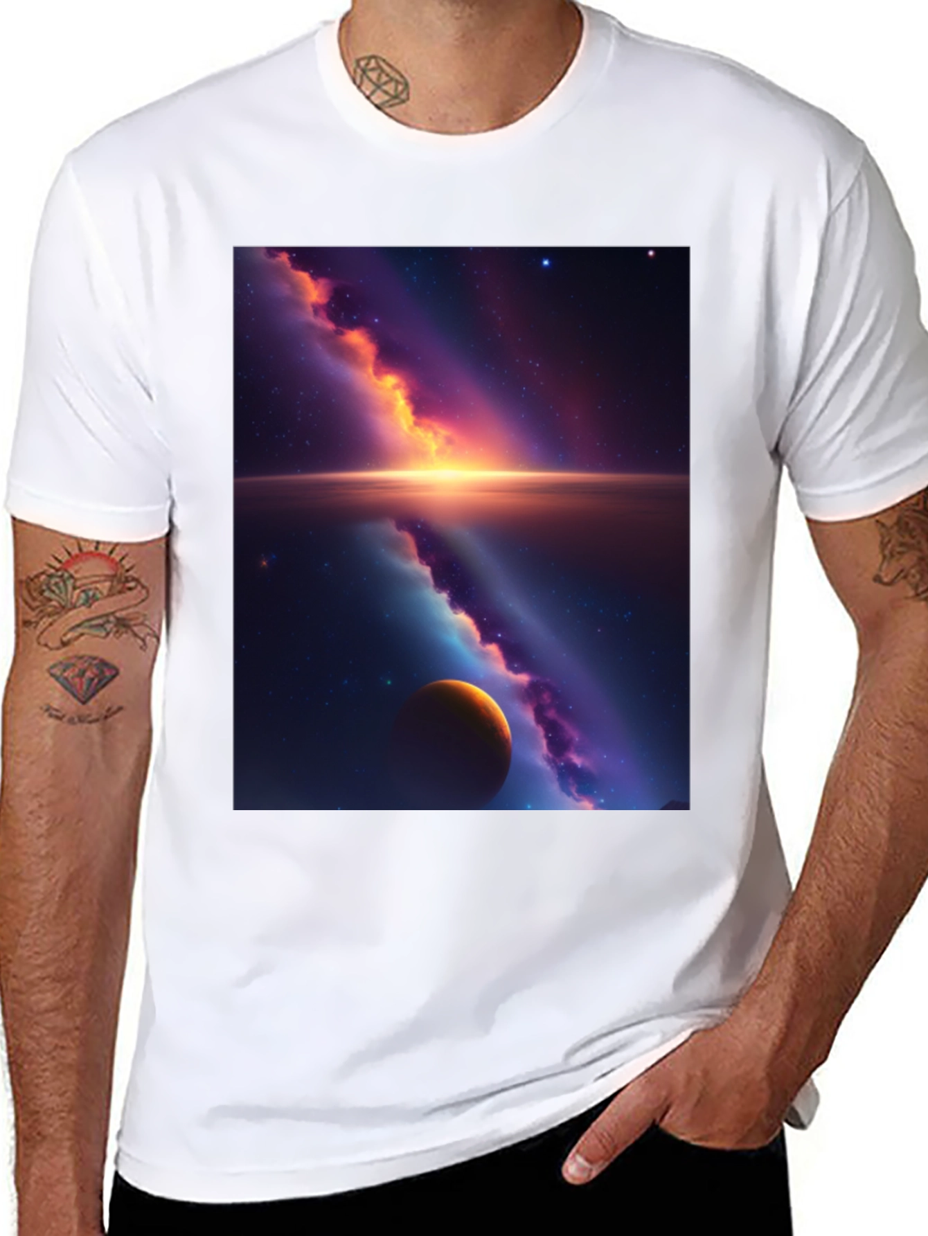 Black Galaxy Graphic Tee - Black Cotton Blend view 8