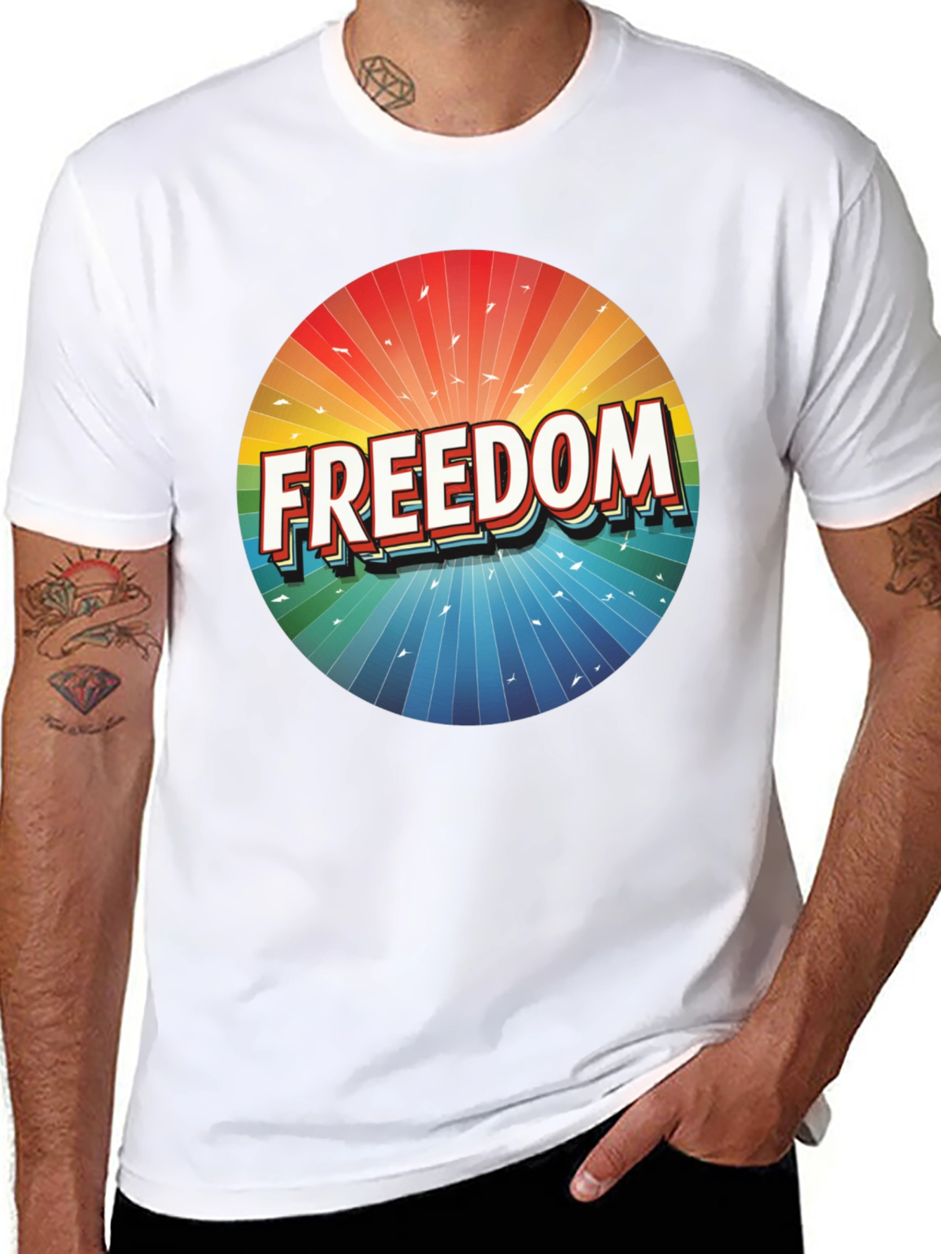 Black Freedom Graphic T-Shirt - Bold & Vibrant Design view 8