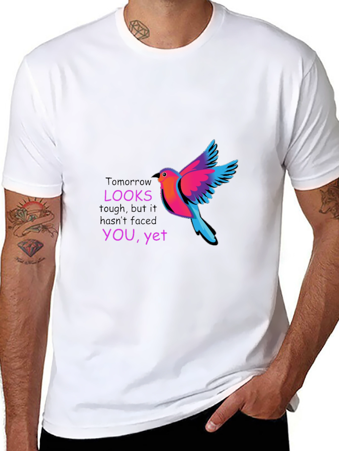 Black Motivational Bird Graphic Black T-Shirt view 8