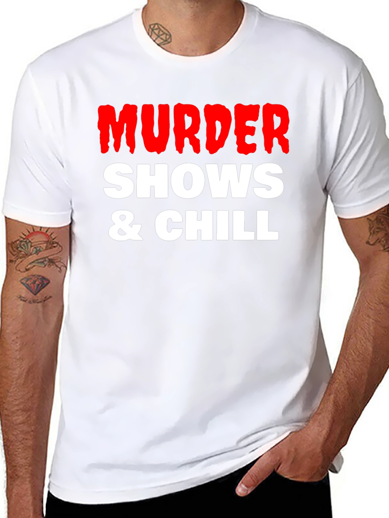 Black Murder Shows & Chill Graphic Tee view 8