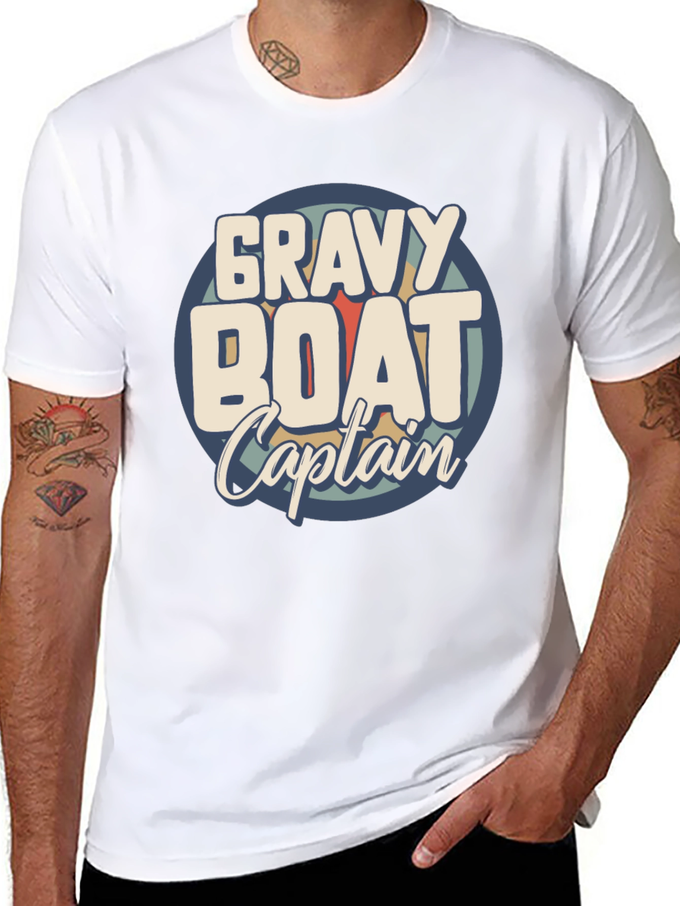 Black Gravy Boat Captain Funny T-Shirt view 8