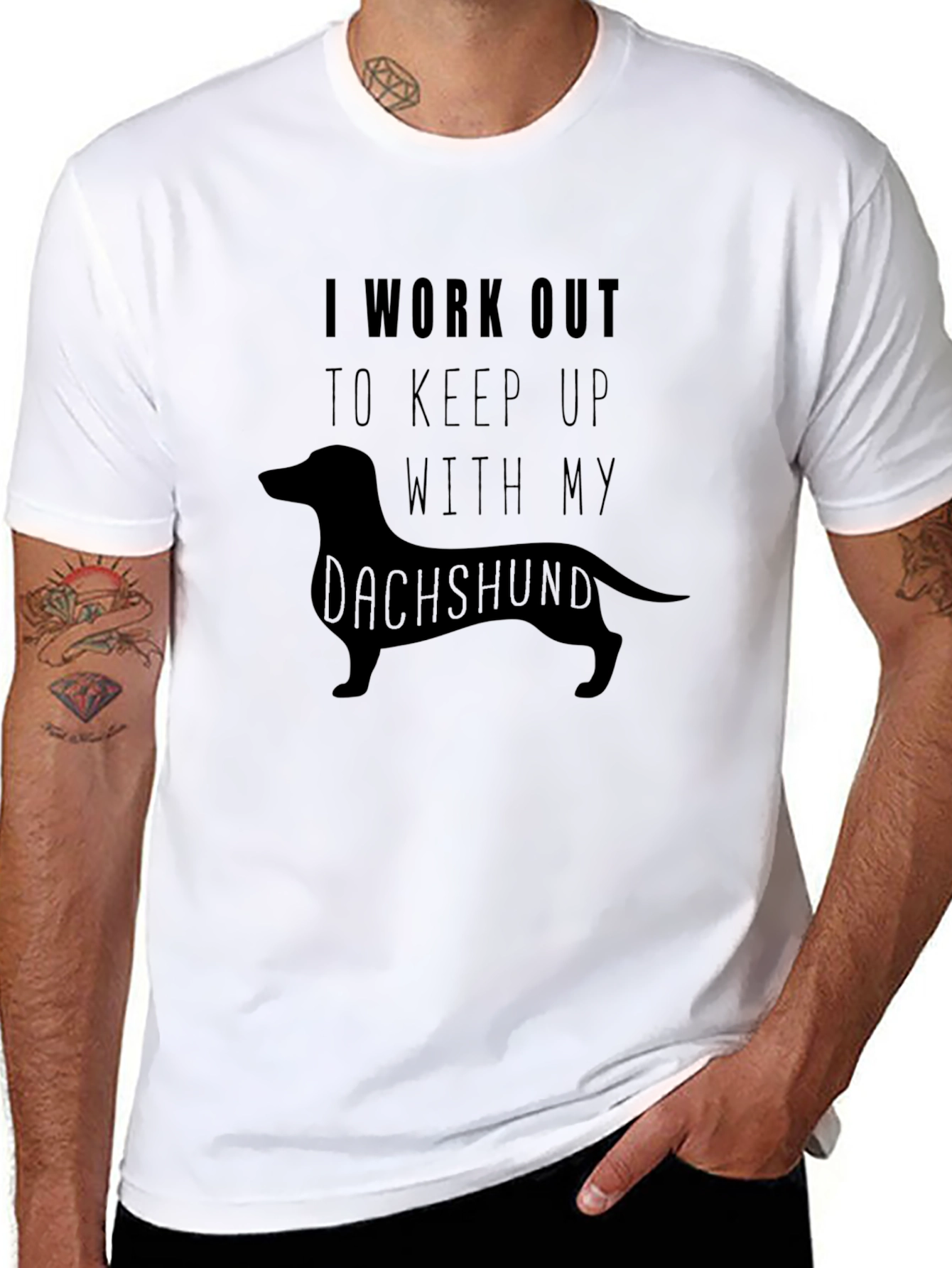 Black Dachshund Workout T-Shirt - Keep Up With My Dog view 8
