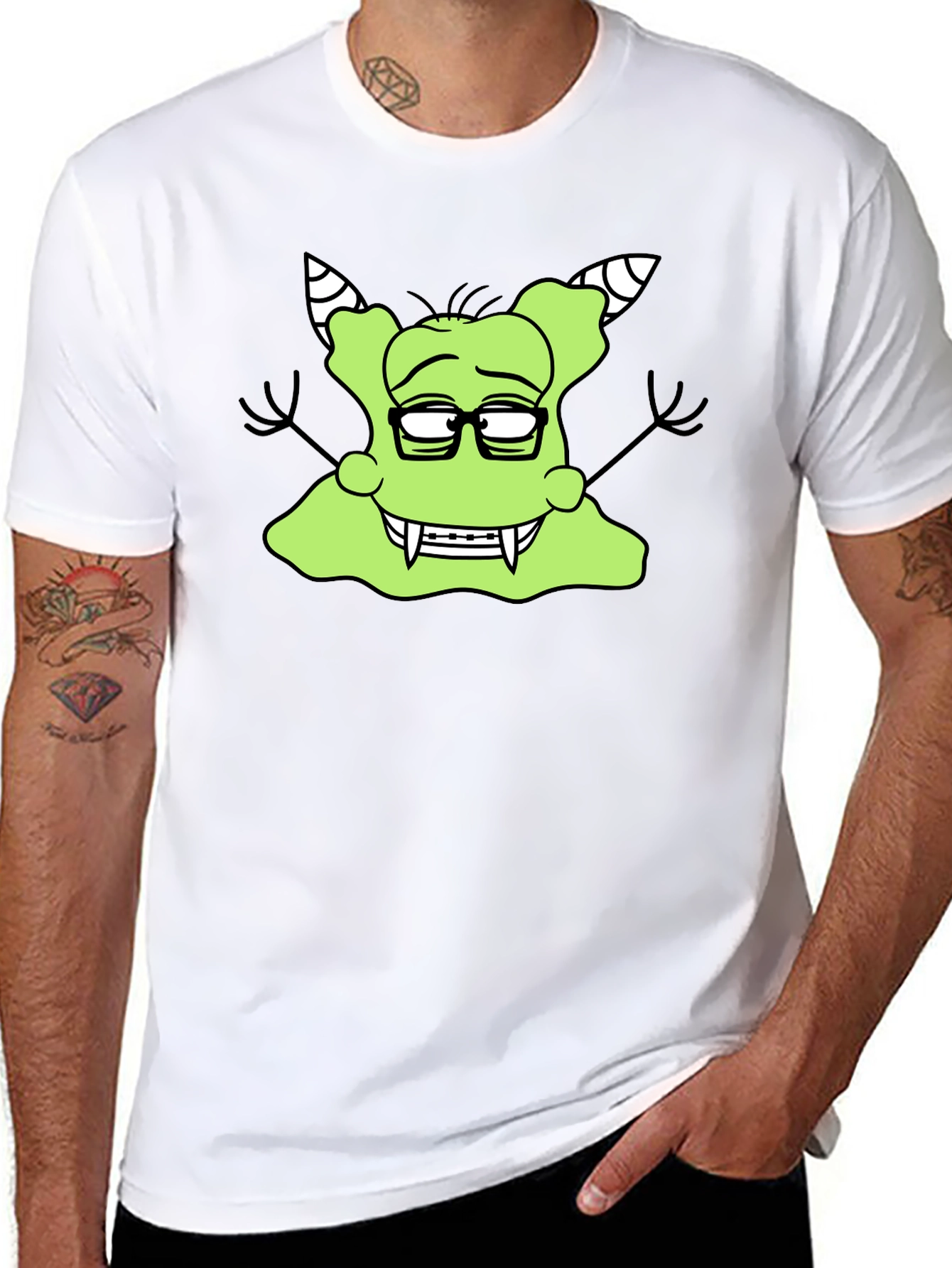 Black Nerdy Green Monster Graphic T-Shirt view 8