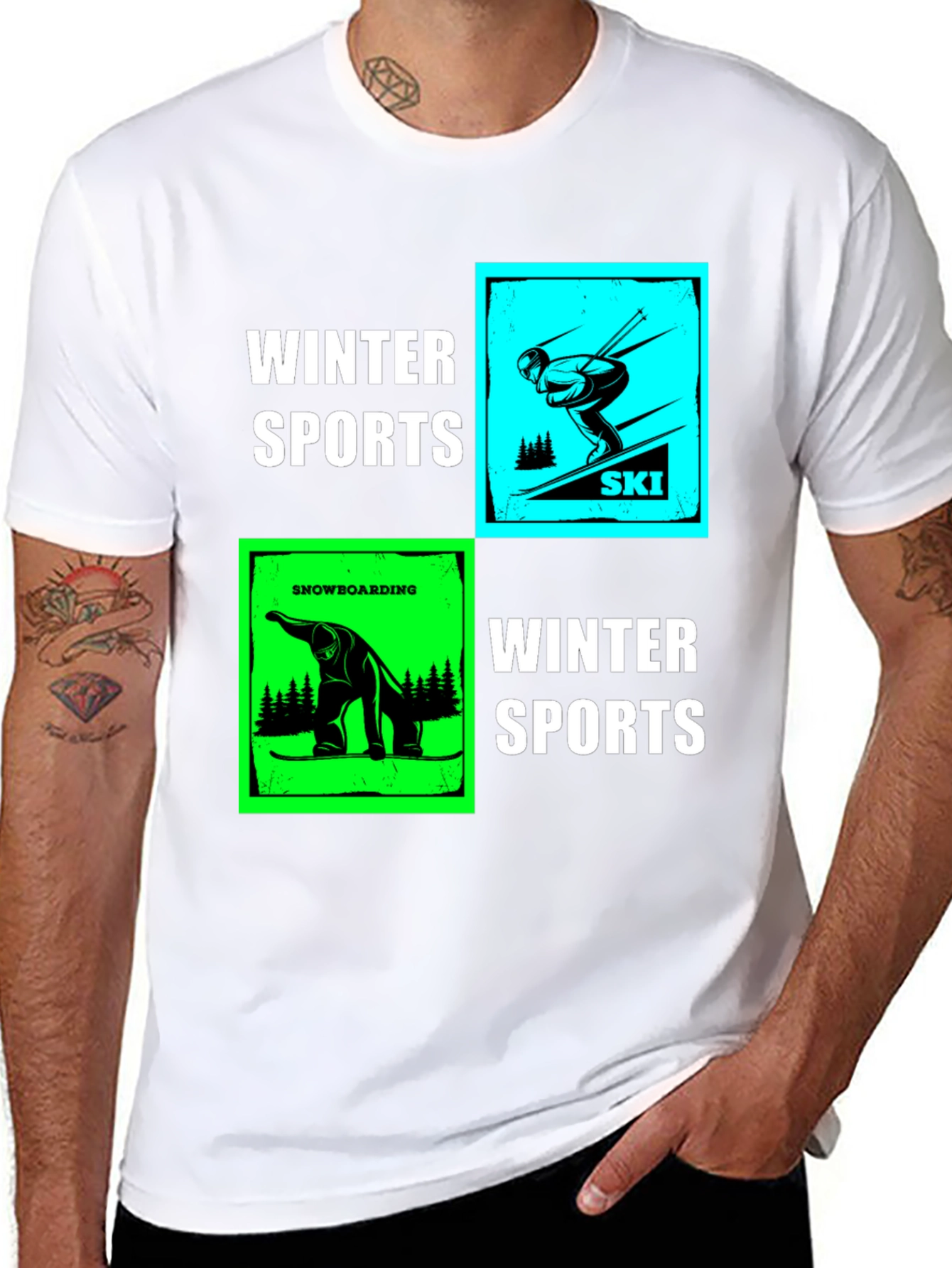 Black Winter Sports Graphic T-Shirt - Skiing & Snowboarding view 8