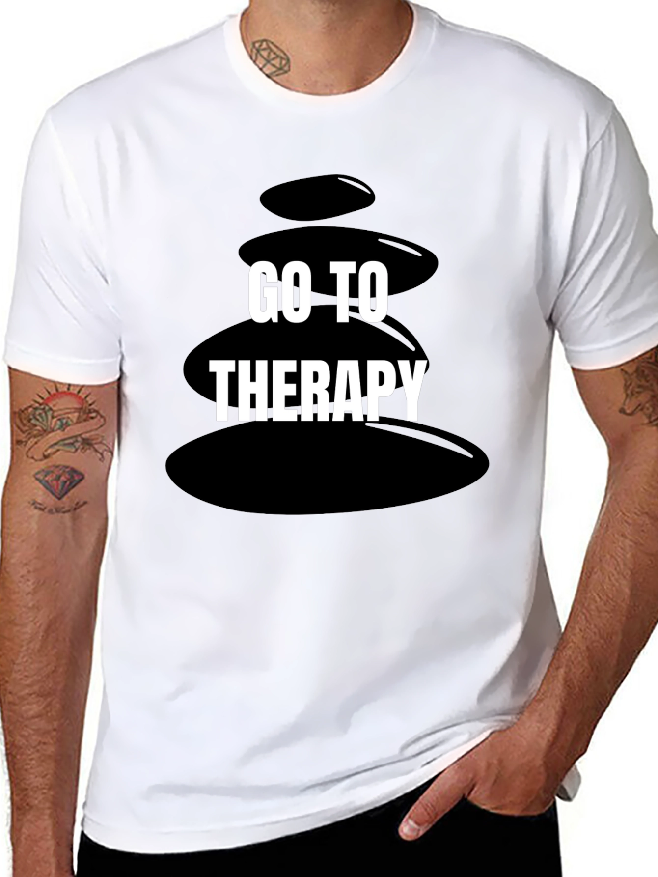 Black Go To Therapy Graphic T-Shirt - Black Humor Tee view 8