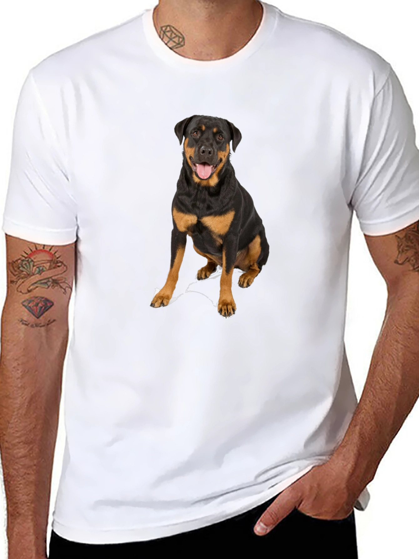 Rottweiler Dog Graphic T-Shirt - Black Cotton Tee - 8