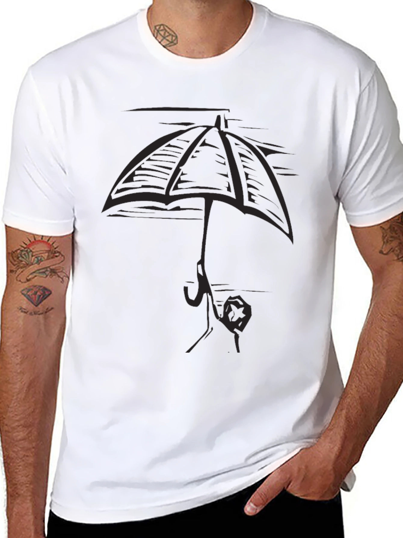 Black Umbrella Graphic Tee - Stylish & Unique view 8
