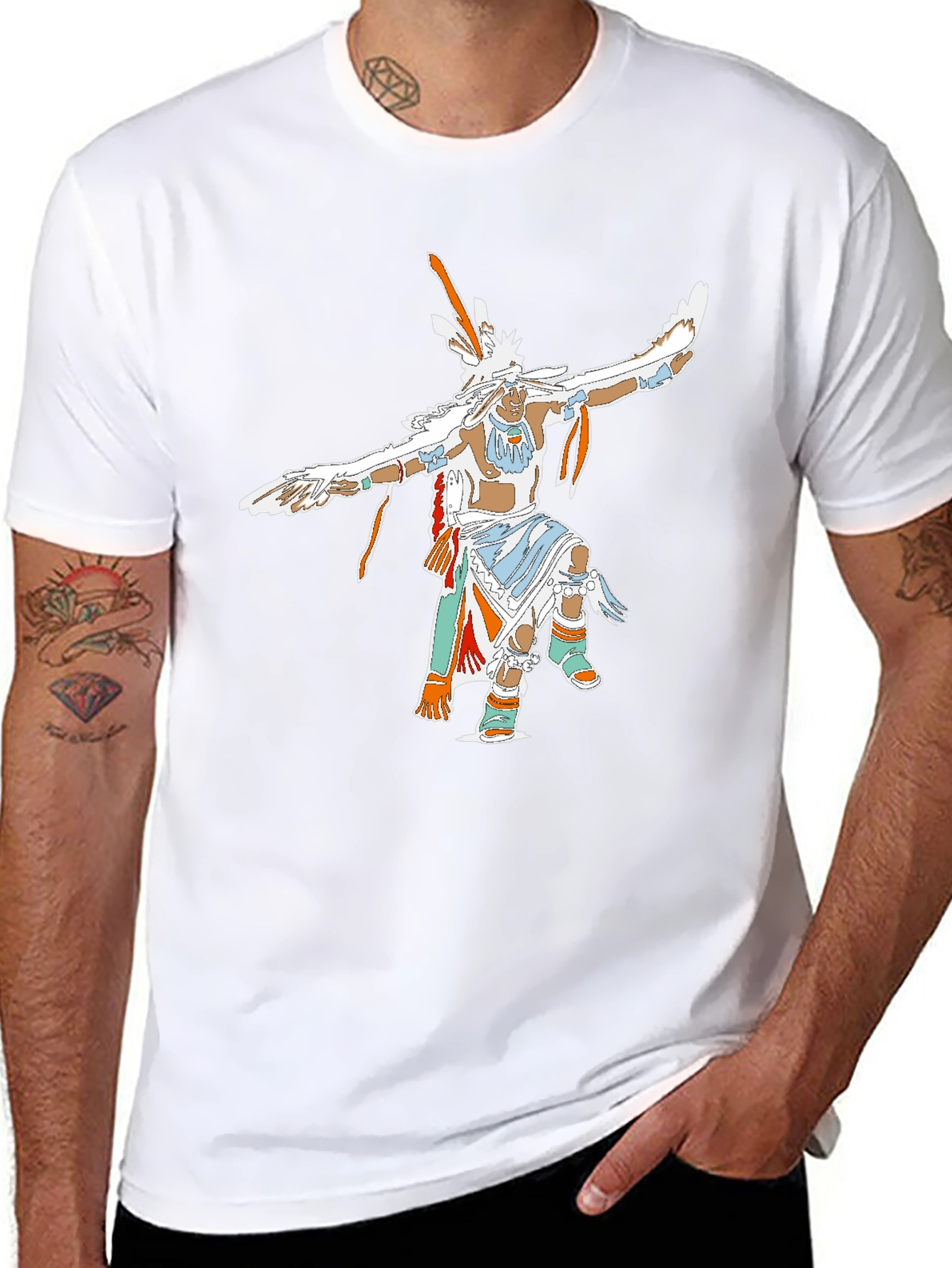 Black Native American Dancer Graphic T-Shirt view 8