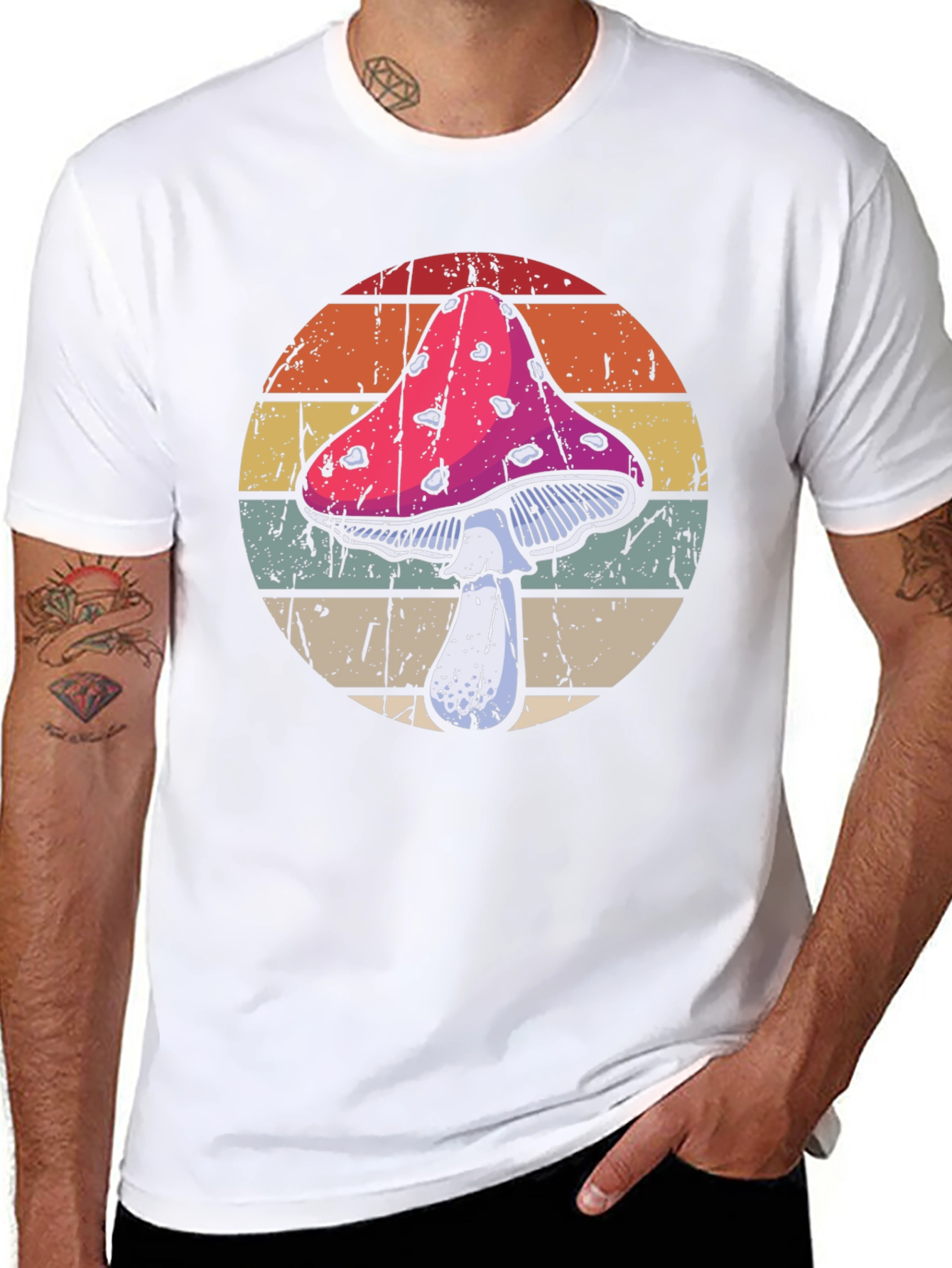 Black Retro Mushroom T-Shirt - Vintage Style Graphic Tee view 8