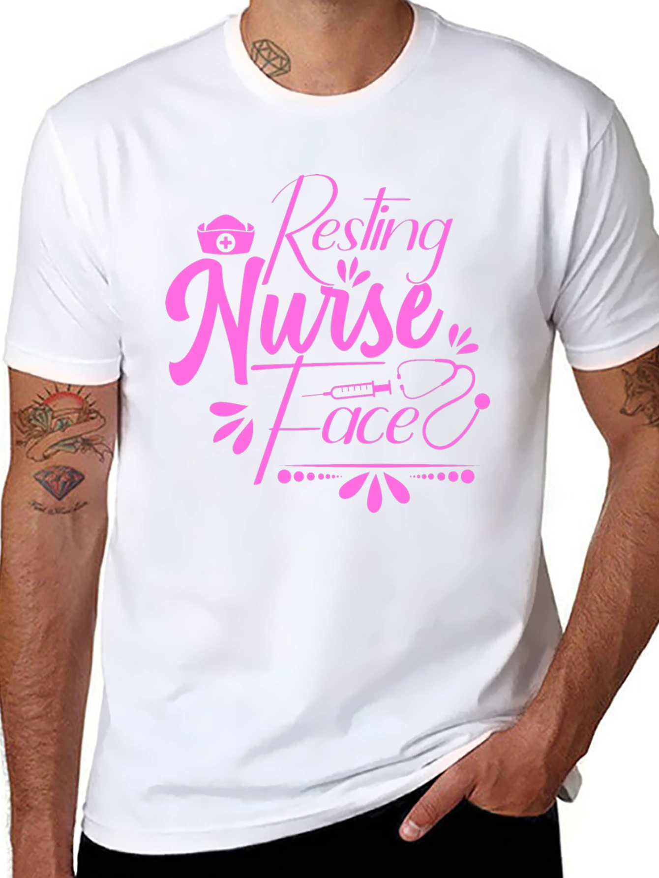 Black Resting Nurse Face T-Shirt - Novelty Graphic Tee view 8
