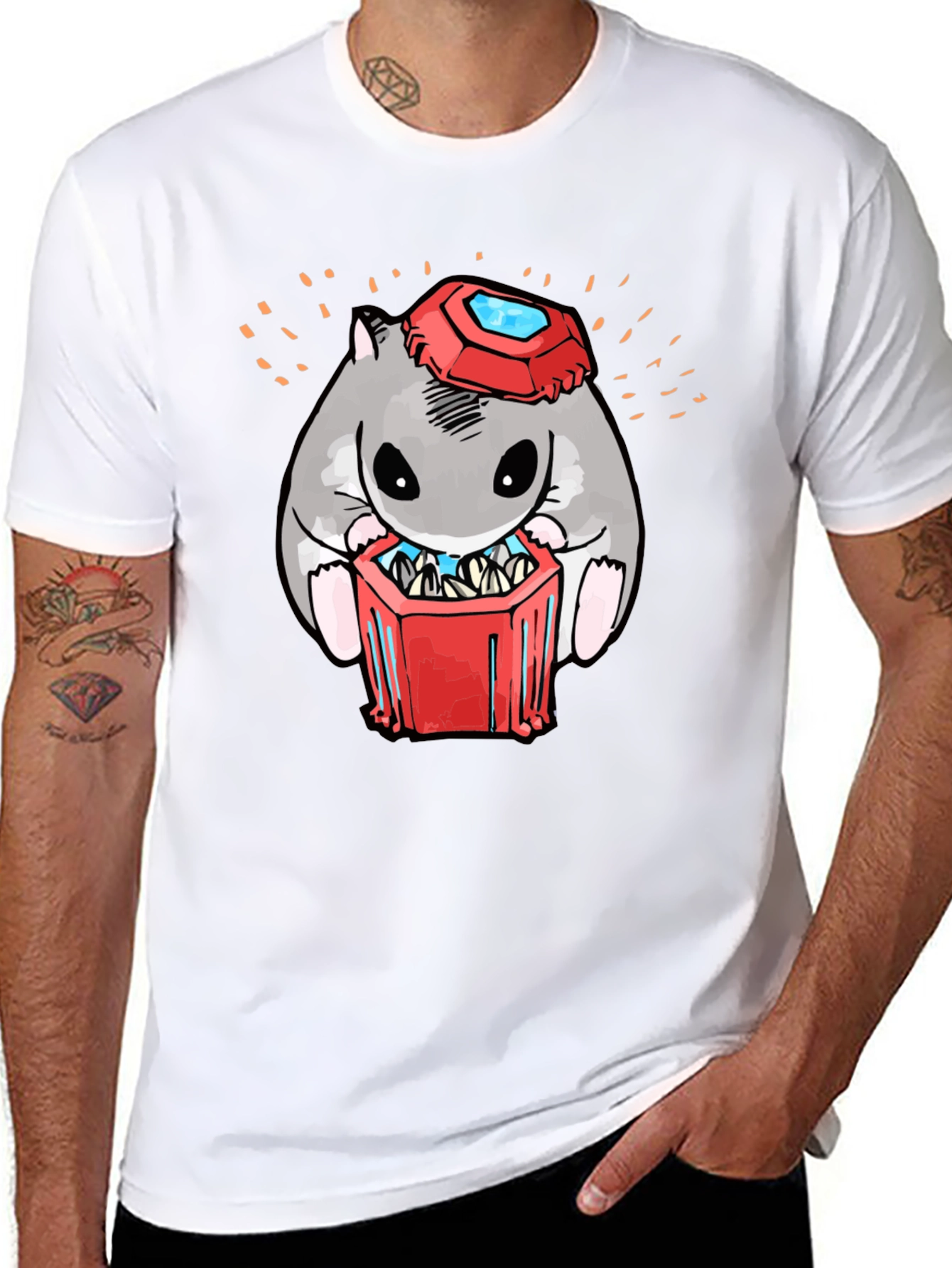 Black Hamster T-Shirt with Gemstone Hat view 8