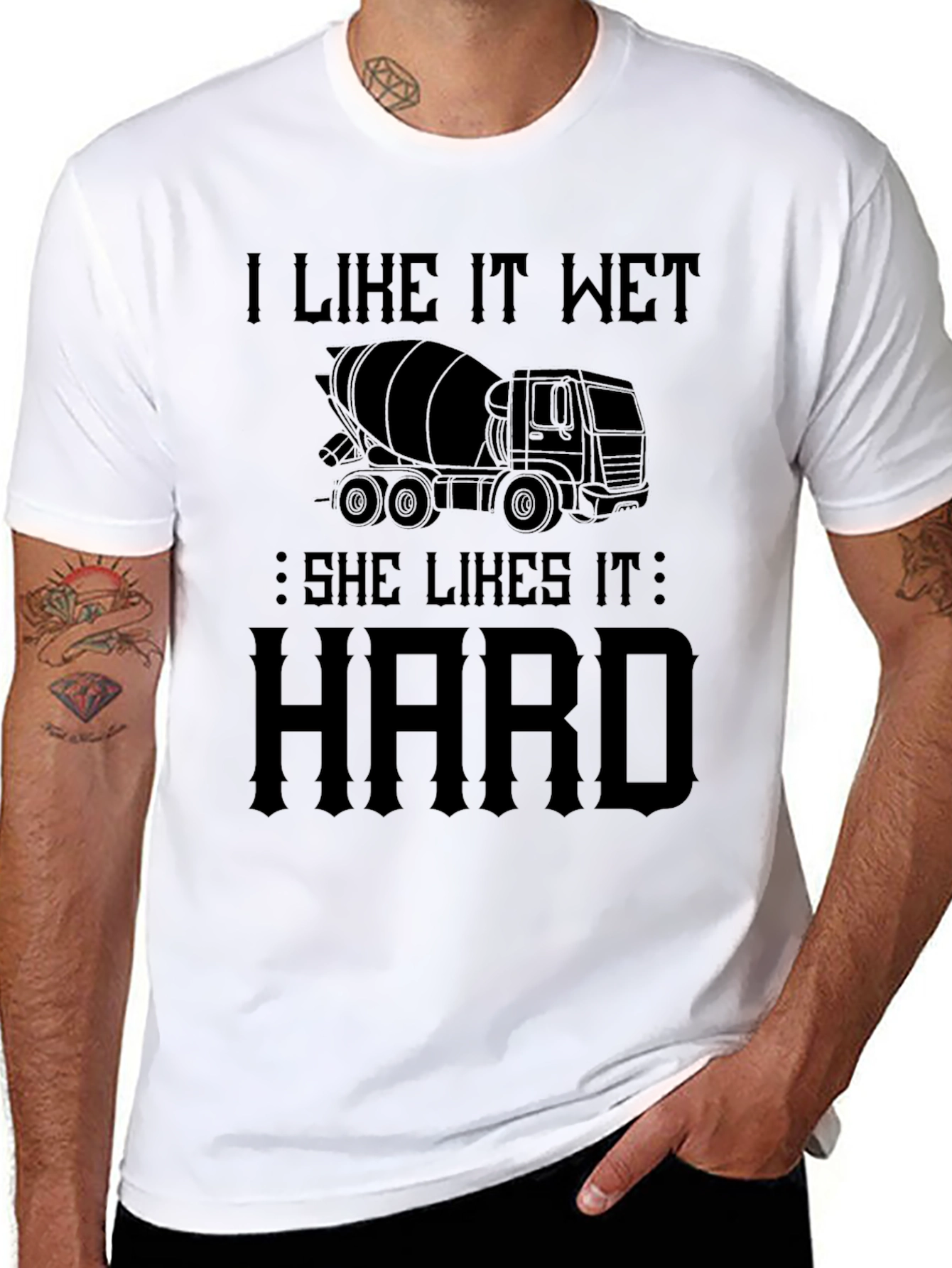 Black I Like It Wet Concrete Truck T-Shirt view 8