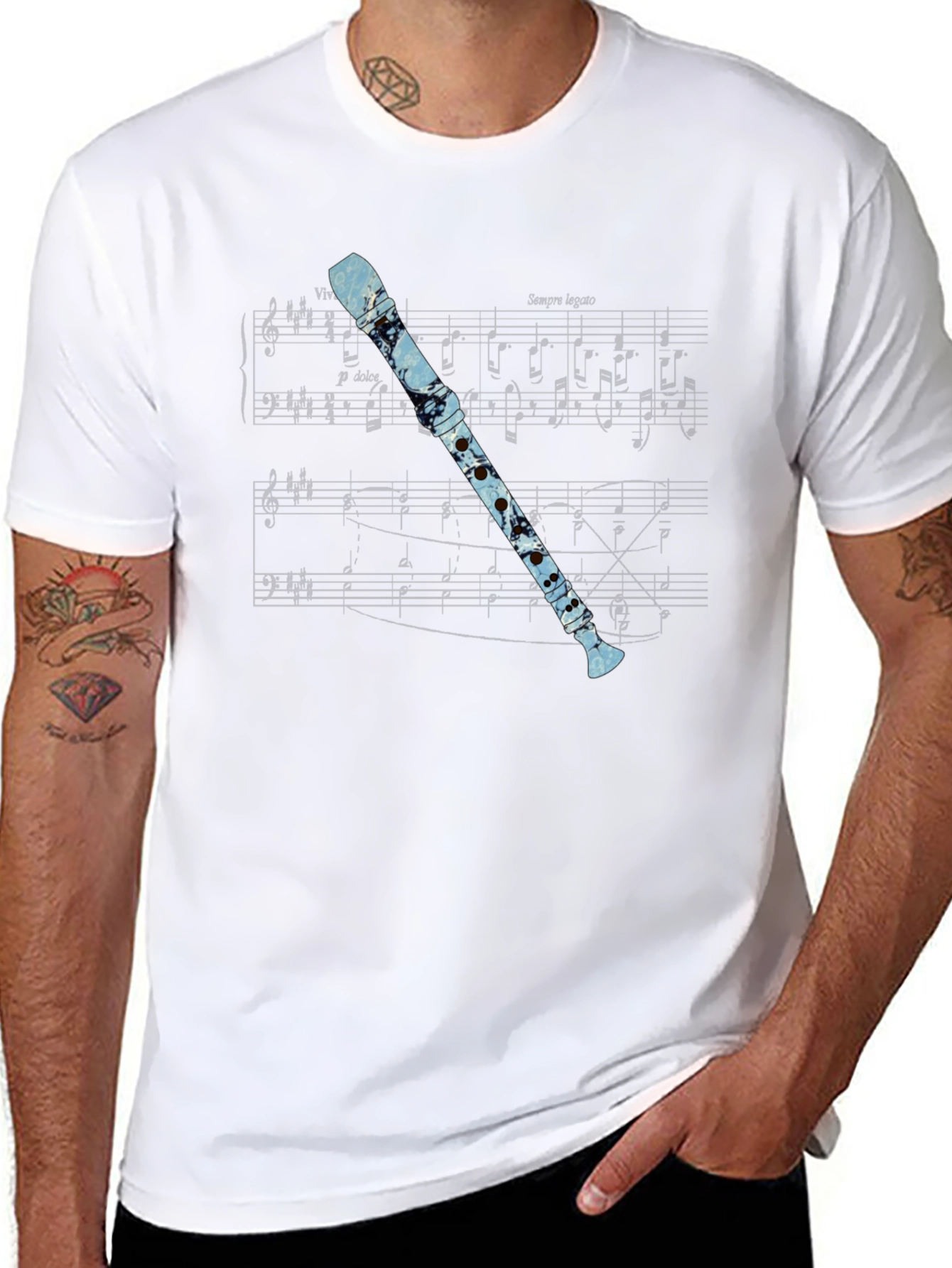 Black Music Lover's Flute Graphic Tee view 8