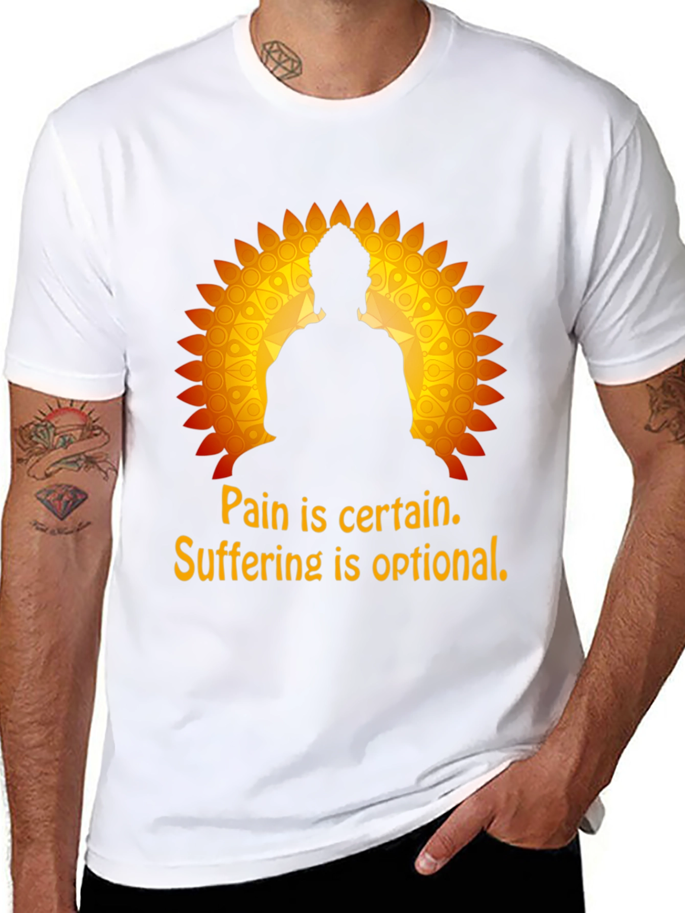 Black Pain and Suffering Buddha Graphic T-Shirt view 8