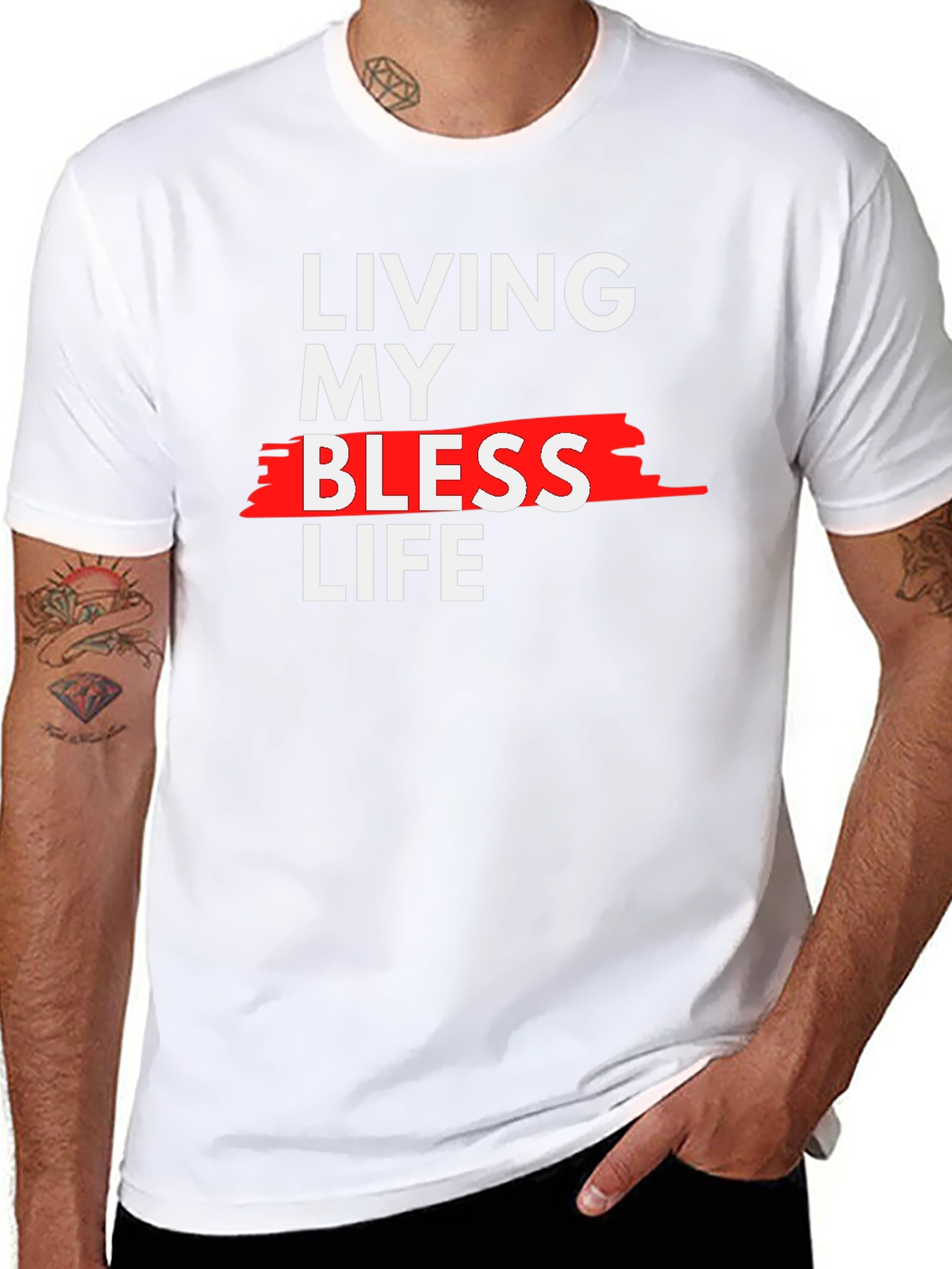 Black Living My Blessed Life Graphic Tee - Black view 8