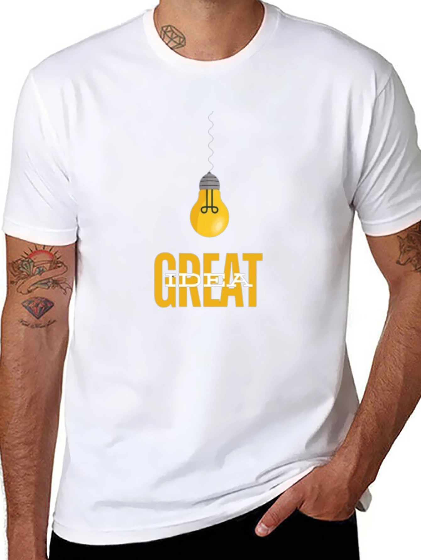 Black Great Idea T-Shirt - Men's Black Graphic Tee view 8