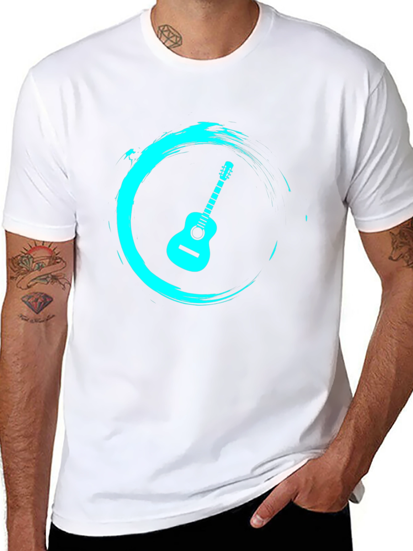 Black Acoustic Guitar Graphic Tee - Stylish and Unique view 8