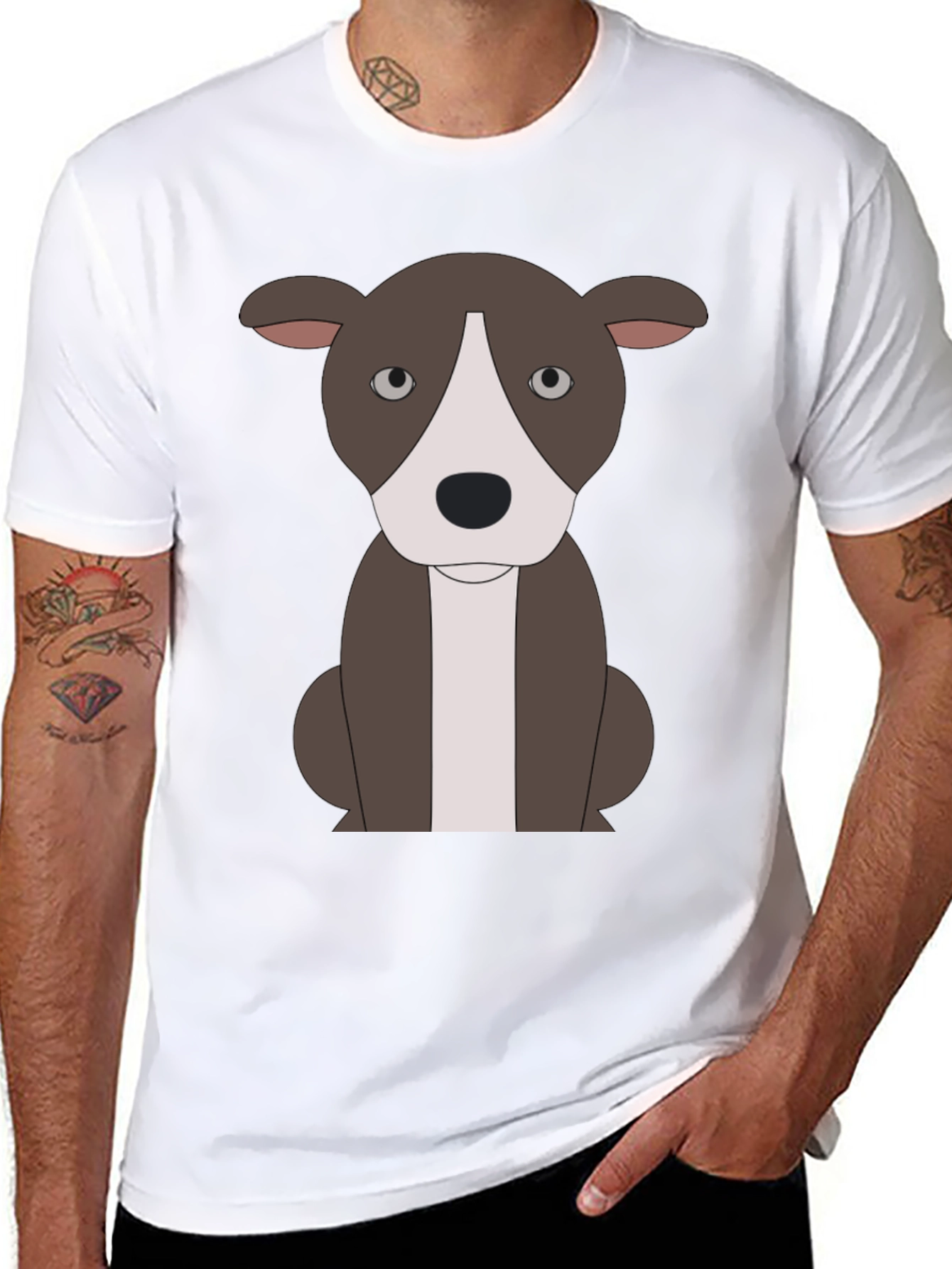 Black Cartoon Pitbull T-Shirt - Black view 8