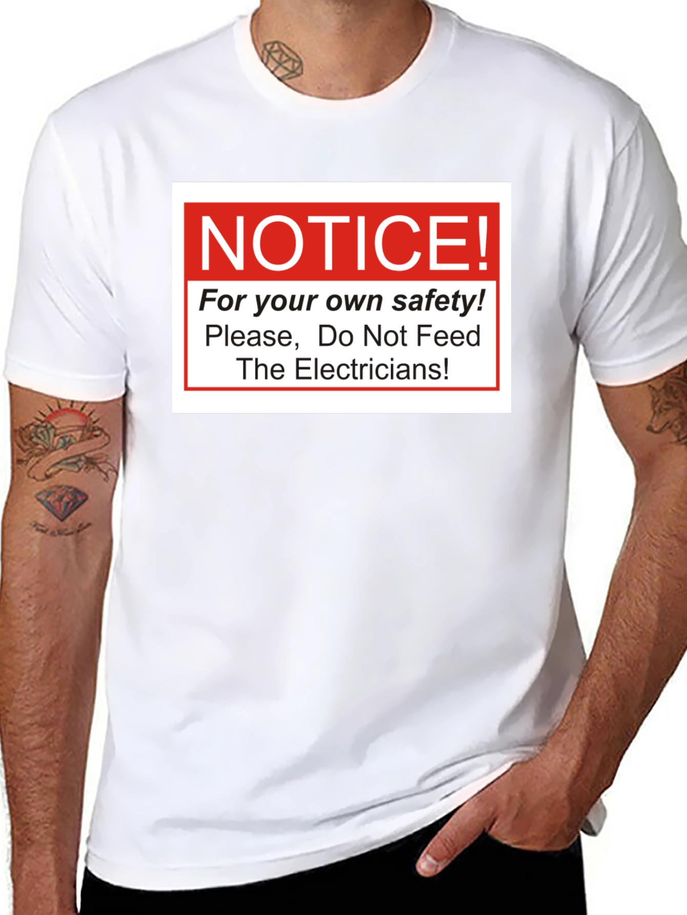 Black Notice! Do Not Feed The Electricians T-Shirt view 8