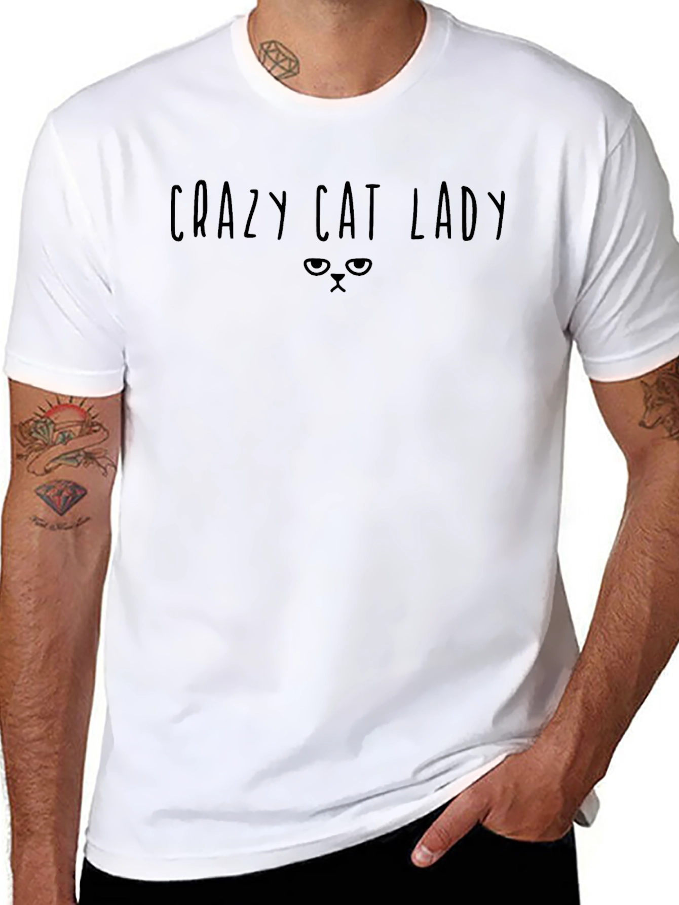 Black Crazy Cat Lady T-Shirt - Black, Cat Lover Tee view 8