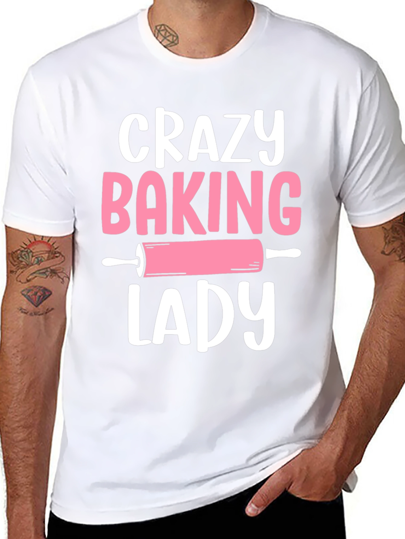 Black Crazy Baking Lady Graphic Tee - Black view 8
