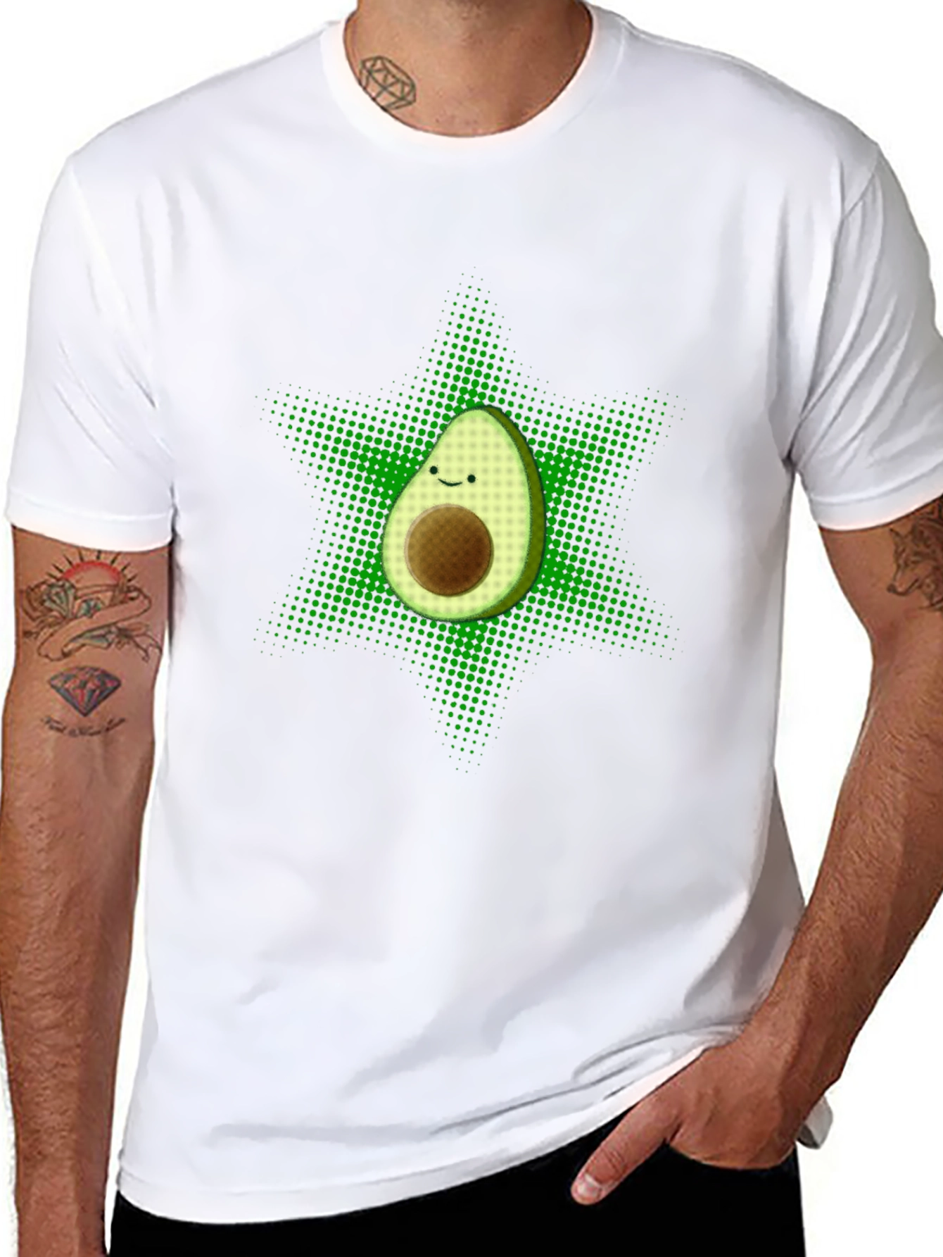 Black Funny Avocado Star T-Shirt - Black view 8