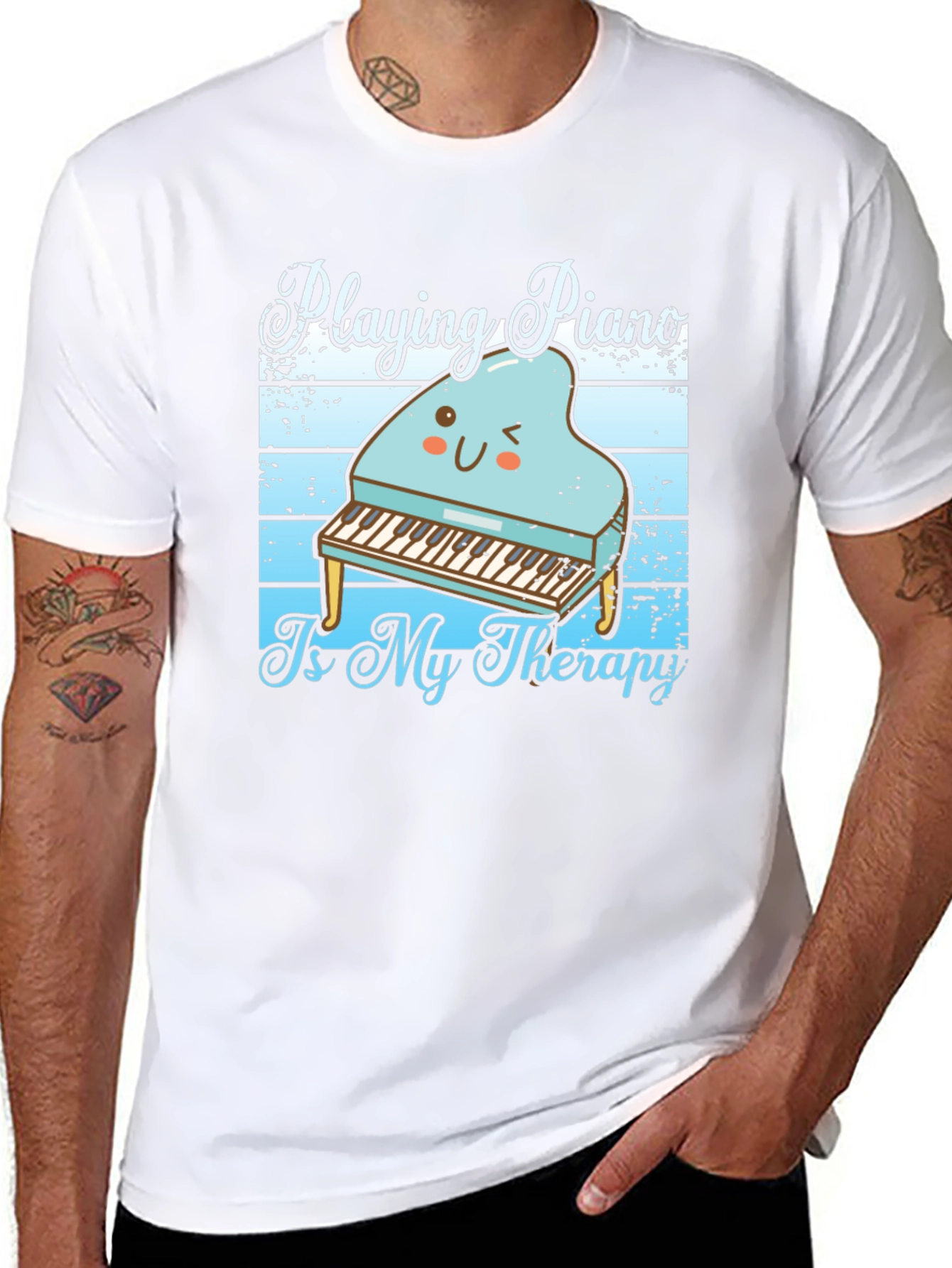 Black Piano Therapy T-Shirt - Music Lover Tee view 8