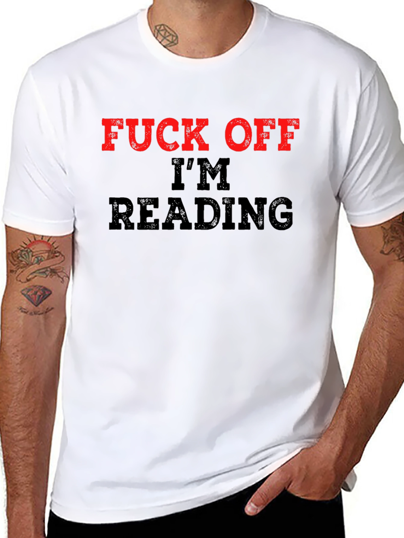 Black Funny 'F**k Off I'm Reading' Black T-Shirt view 8