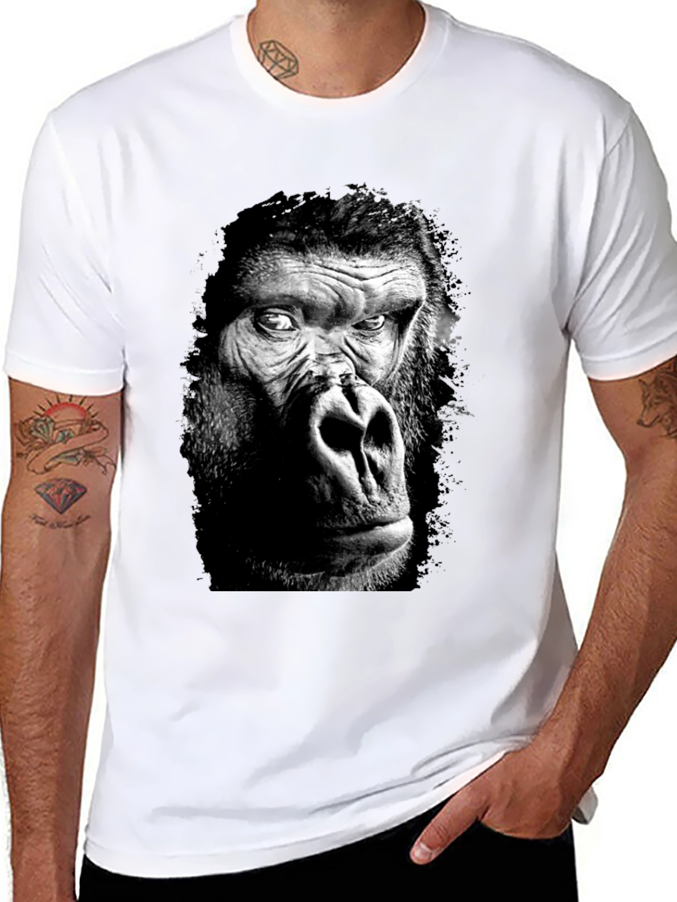 Black Gorilla Graphic Black T-Shirt view 8