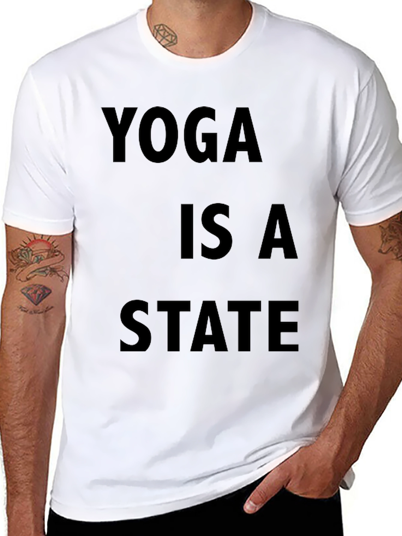 Black Yoga State Tee - Relaxed Fit Cotton T-Shirt view 8