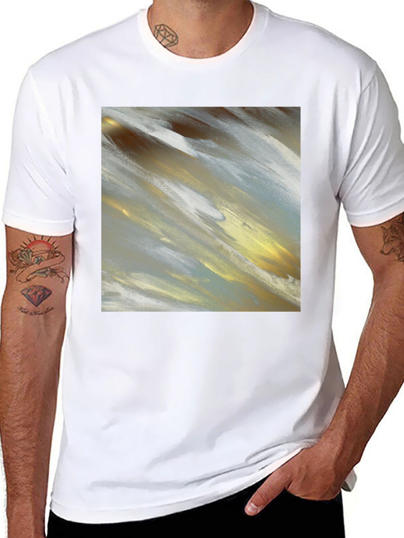 Black Abstract Art T-Shirt - Modern Brushstroke Design view 8