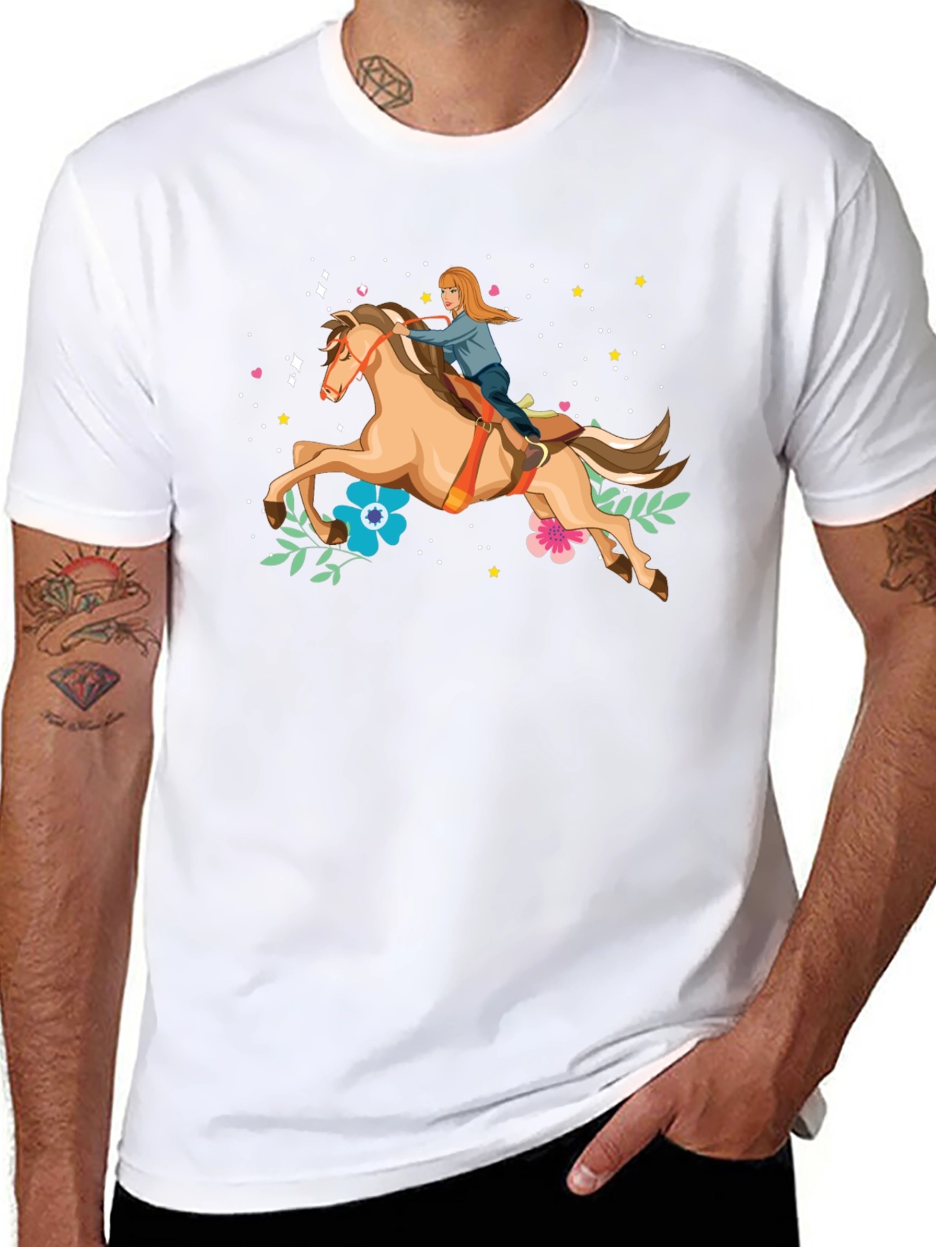 Horse Riding Graphic Tee - Black Unisex T-Shirt - 8