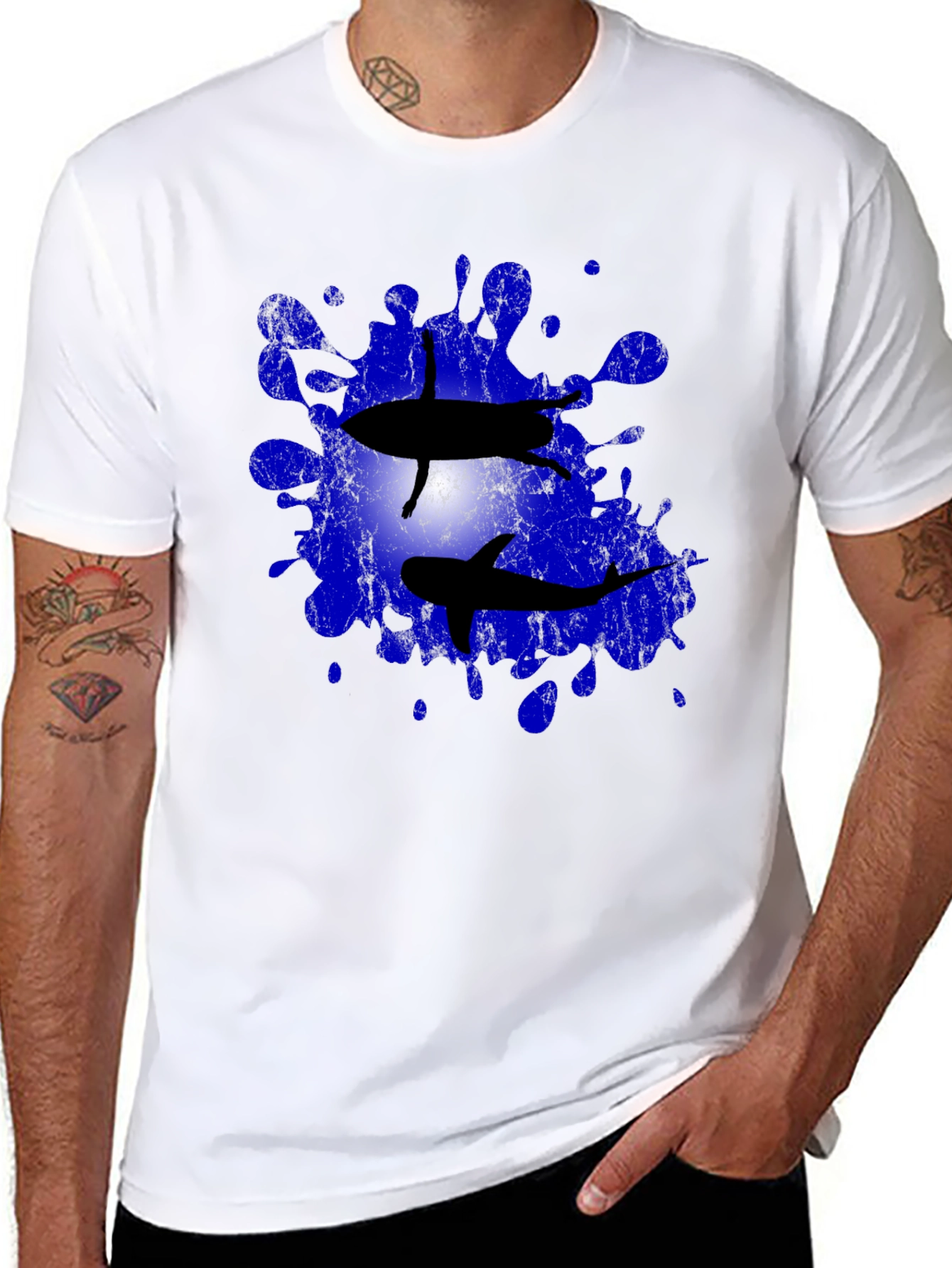 Black Shark Splash Tee - Unique Graphic T-Shirt view 8