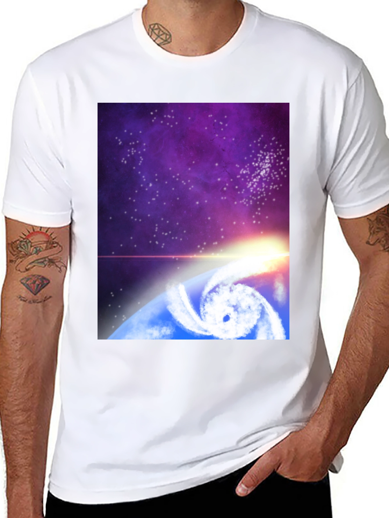 Black Cosmic Hurricane Graphic Tee - Black Cotton Blend view 8