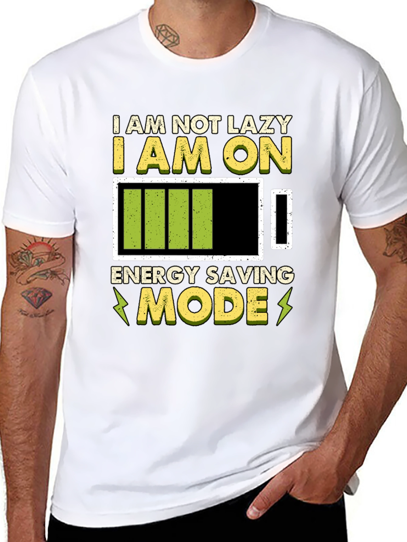 Black Energy Saving Mode Graphic Tee - Lazy Humor T-Shirt view 8