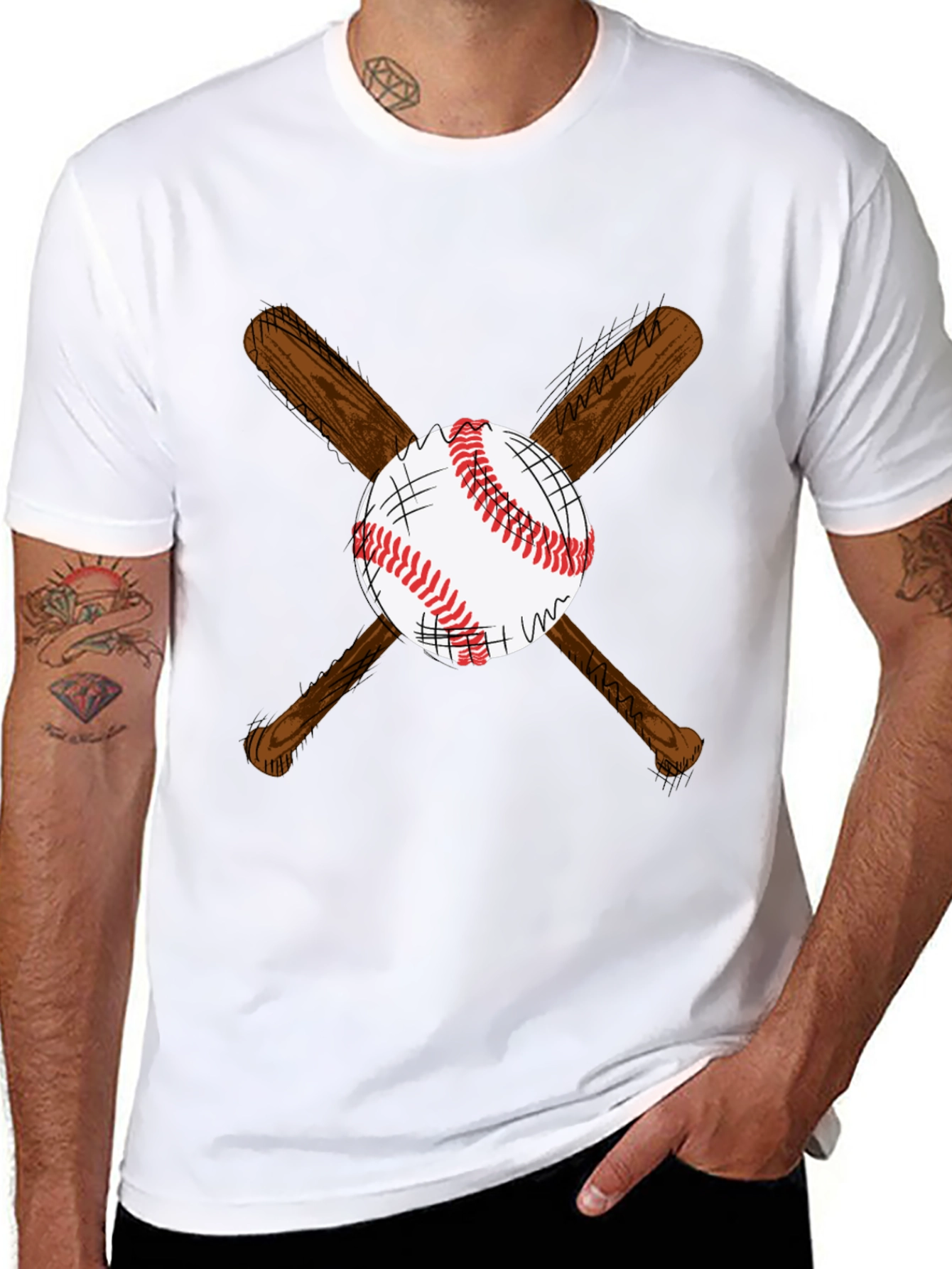 Black Baseball Bats and Ball Graphic T-Shirt view 8