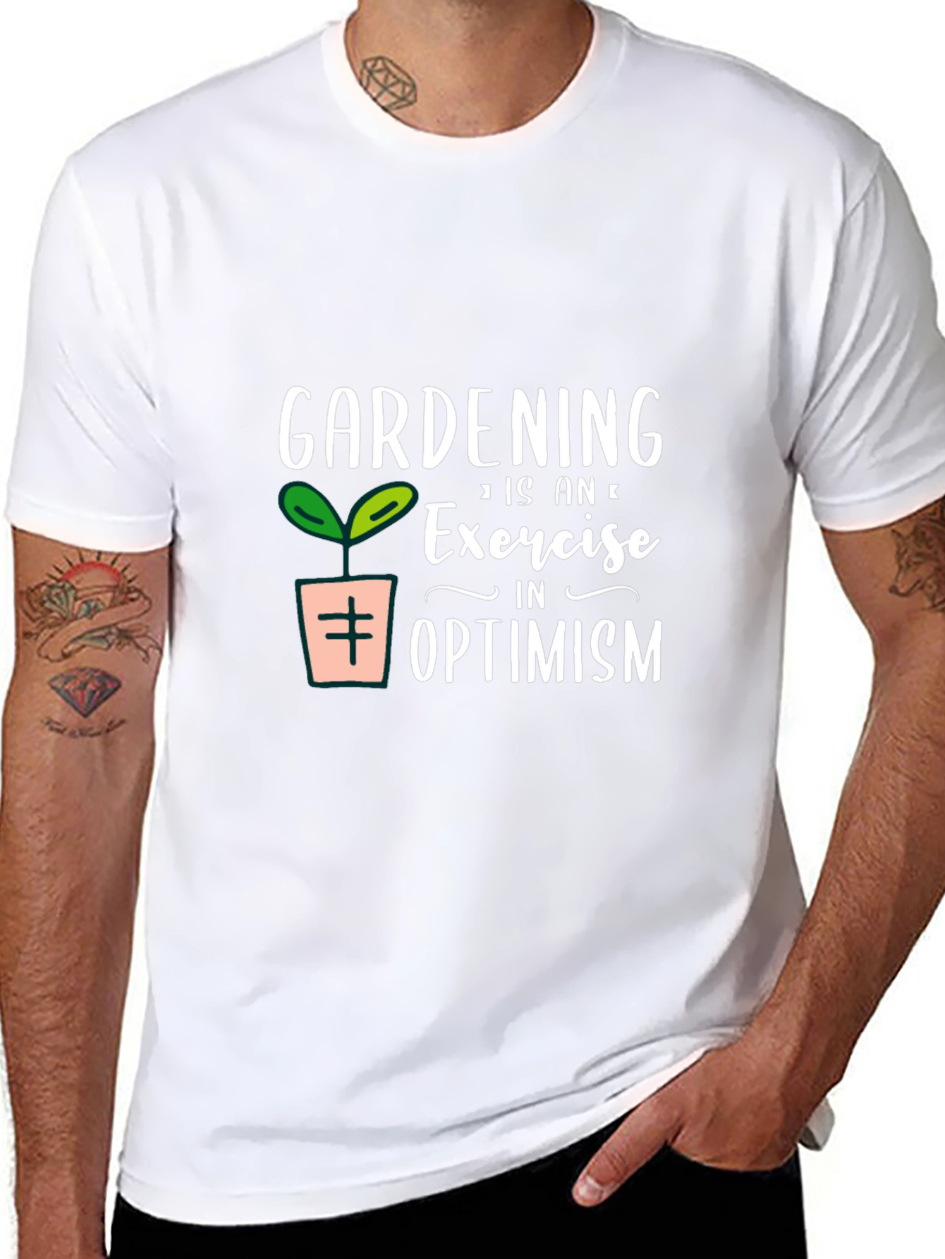 Gardening Optimism Graphic Tee - Black Cotton - 8