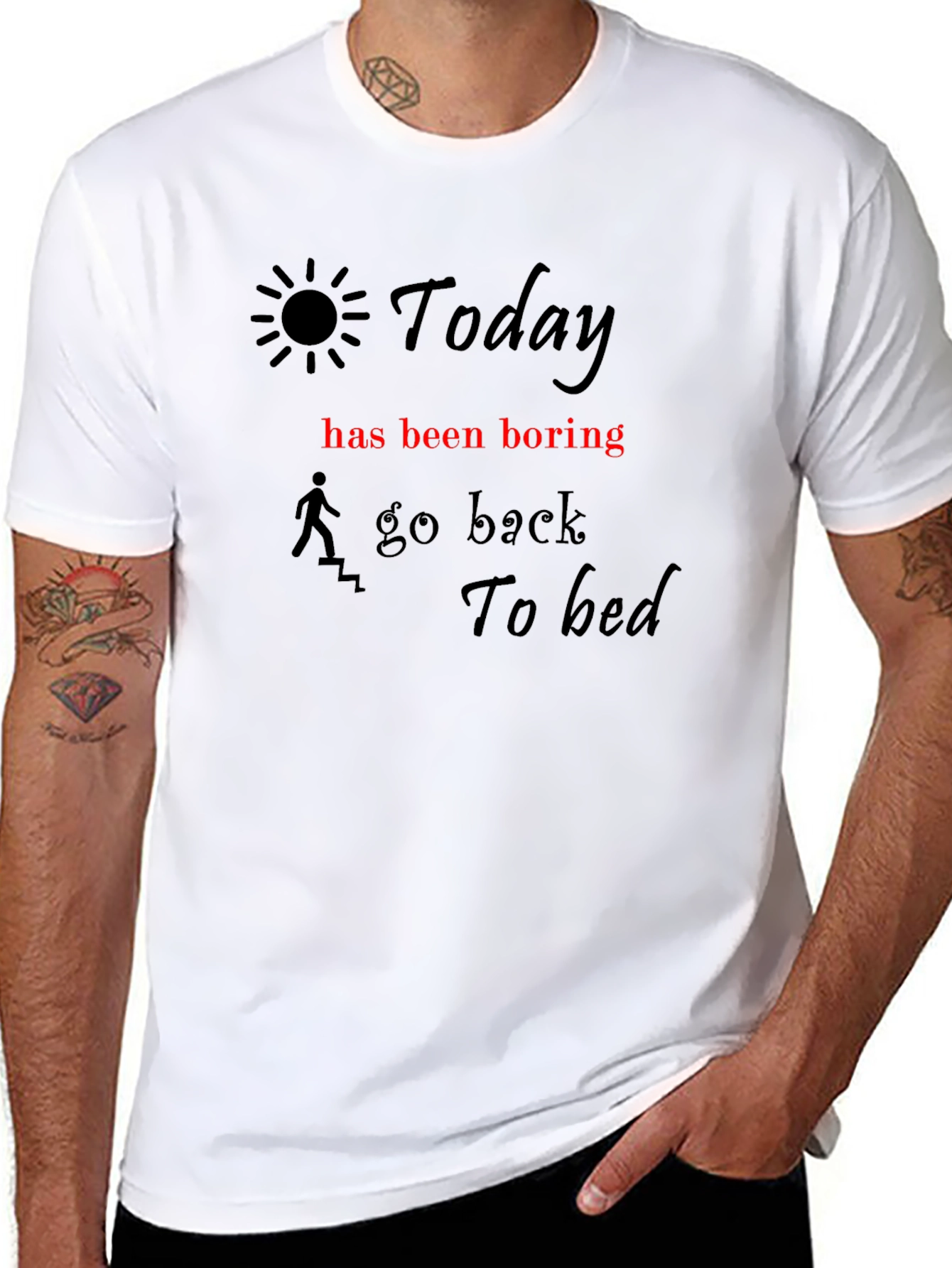 Black Humorous "Today" Graphic Tee for Relaxed Days view 8