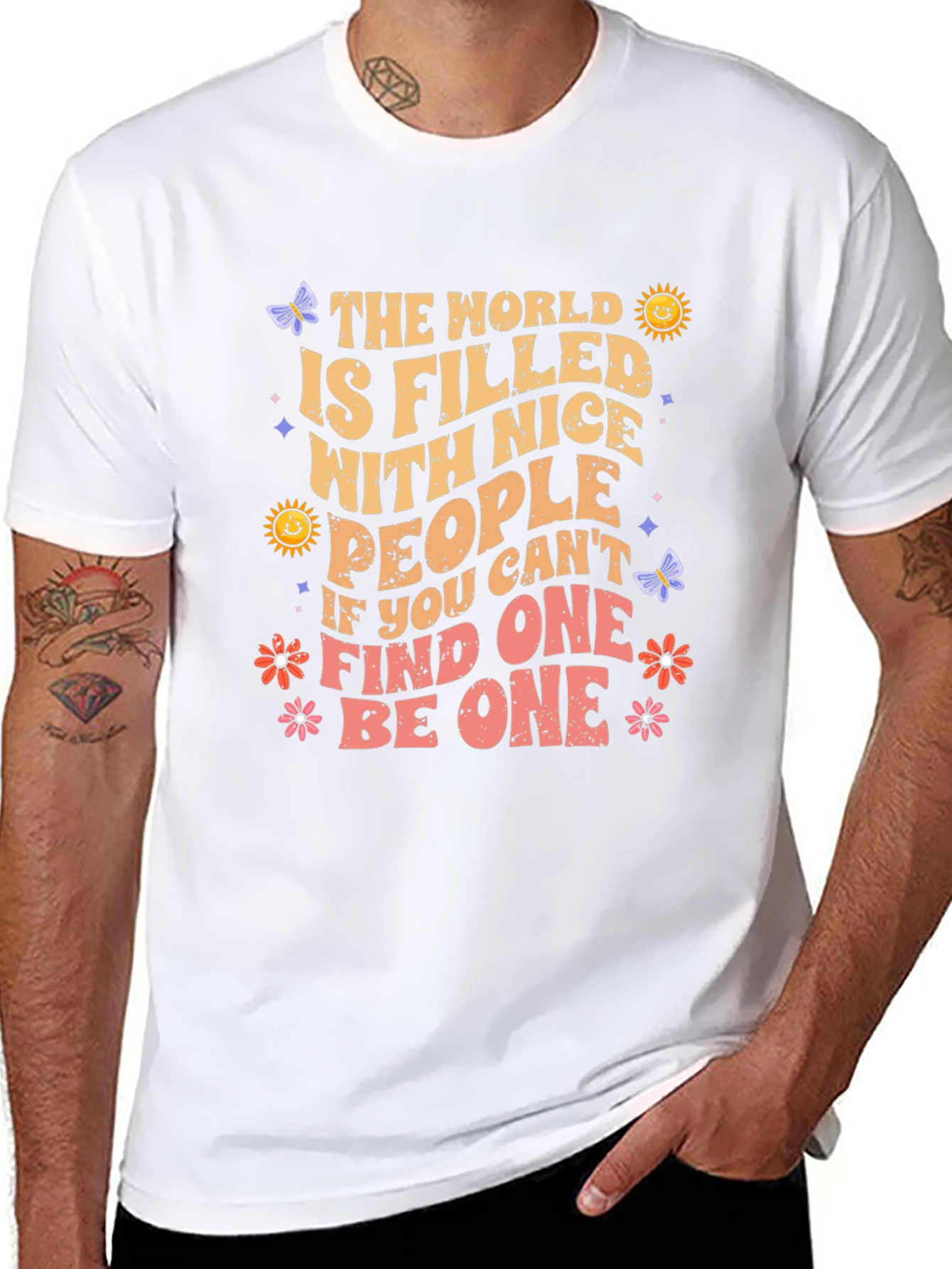 Black Nice People T-Shirt: World Filled with Nice People Graphic Tee view 8