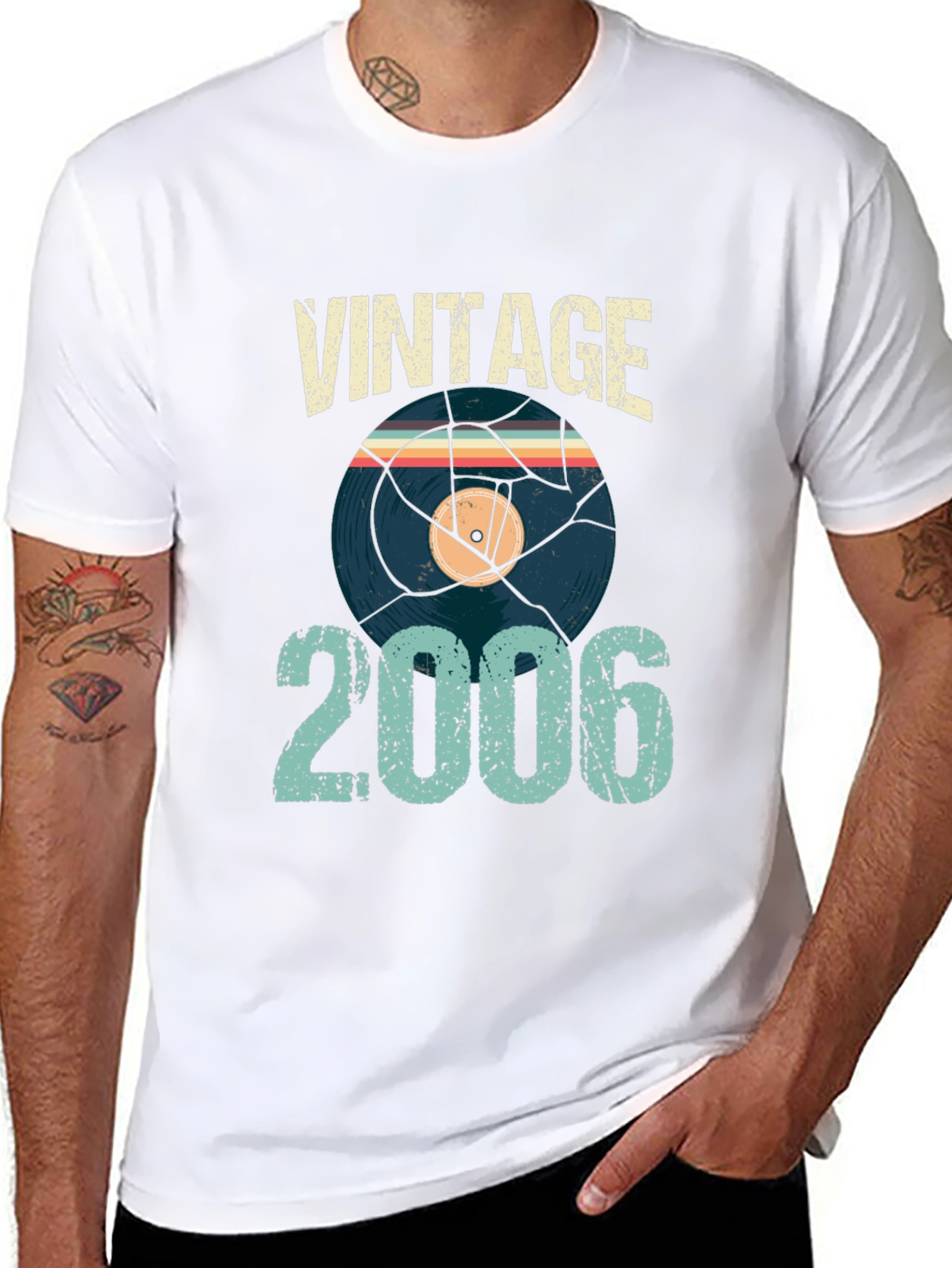 Black Vintage 2006 T-Shirt Record Graphic Retro Style view 8