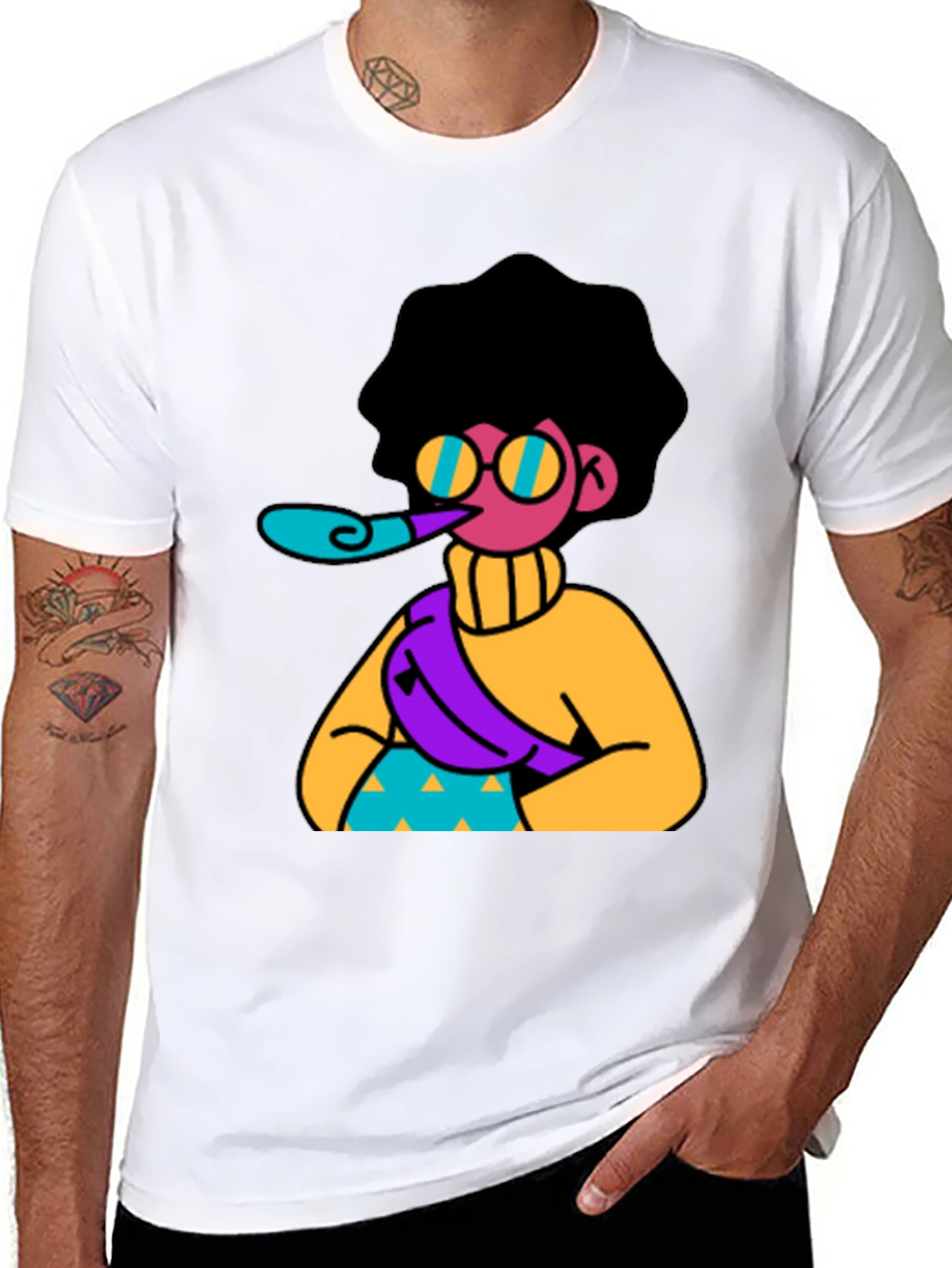 Black Fun Cartoon Graphic T-Shirt - Black view 8