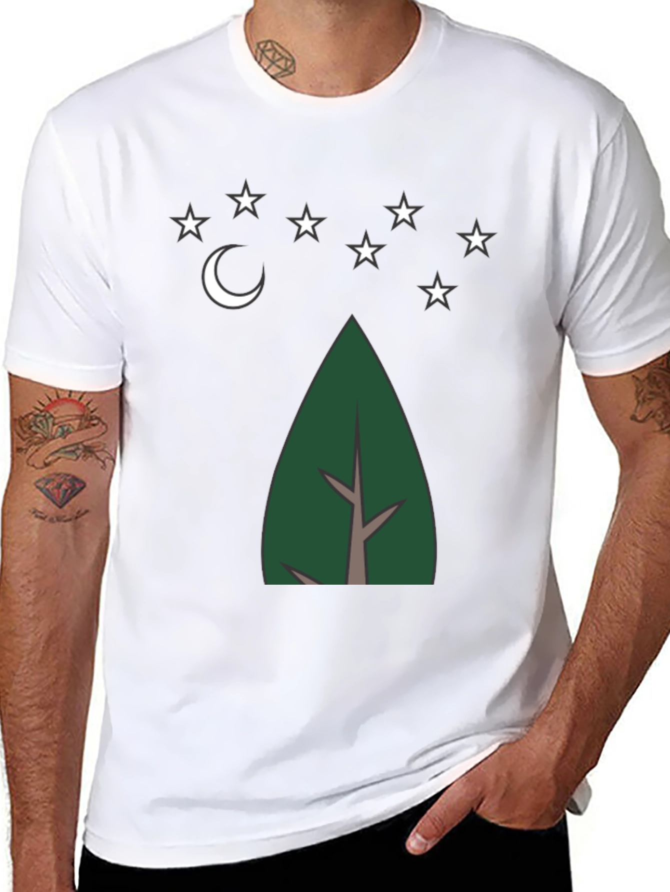 Black Nature's Night Tee - Tree, Moon, and Stars Design view 8