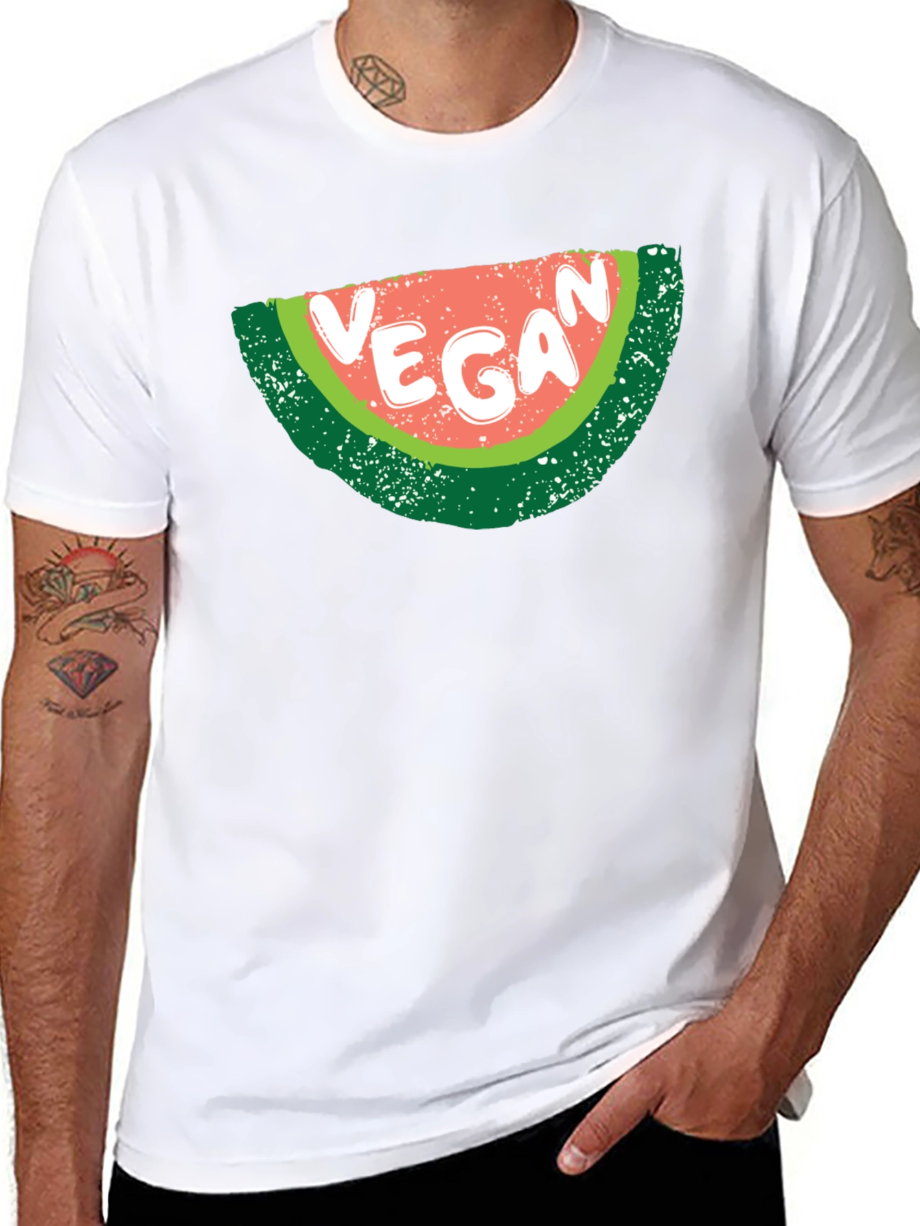 Black Vegan Watermelon Graphic T-Shirt - Unisex Black Tee view 8
