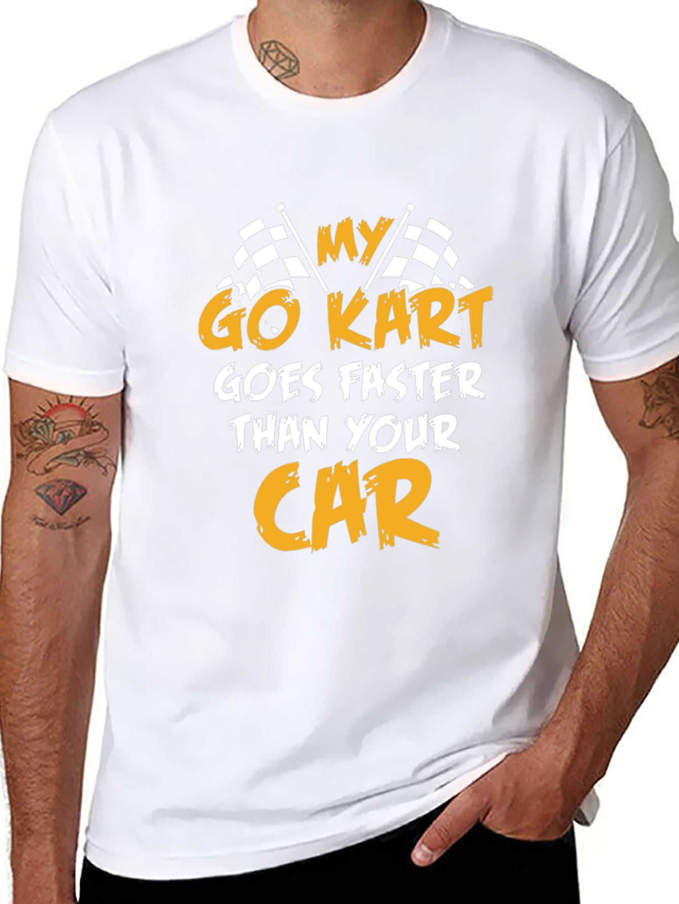 Black Go Kart Faster Than Your Car T-Shirt - Racing Tee view 8