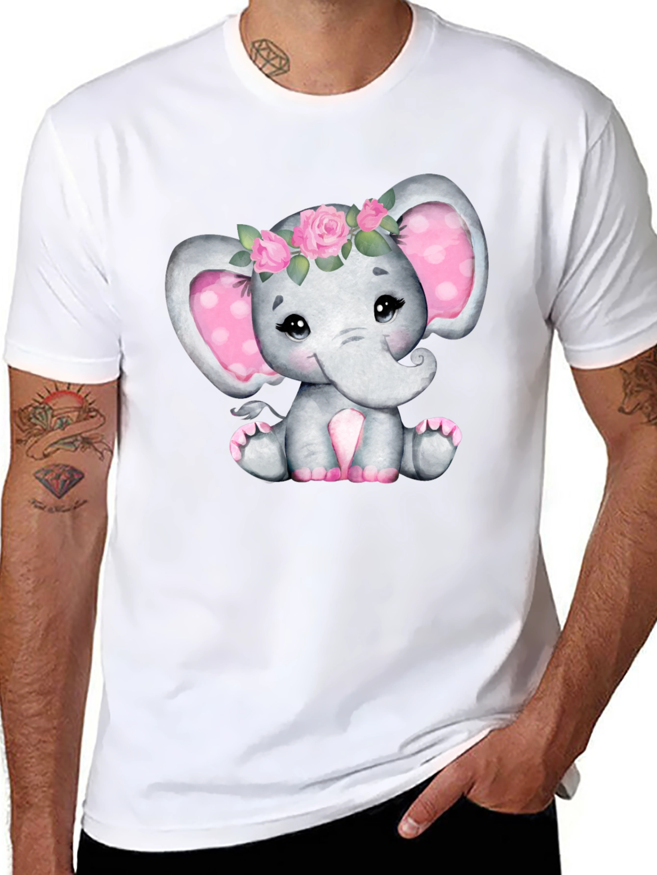 Black Cute Elephant Tee view 8