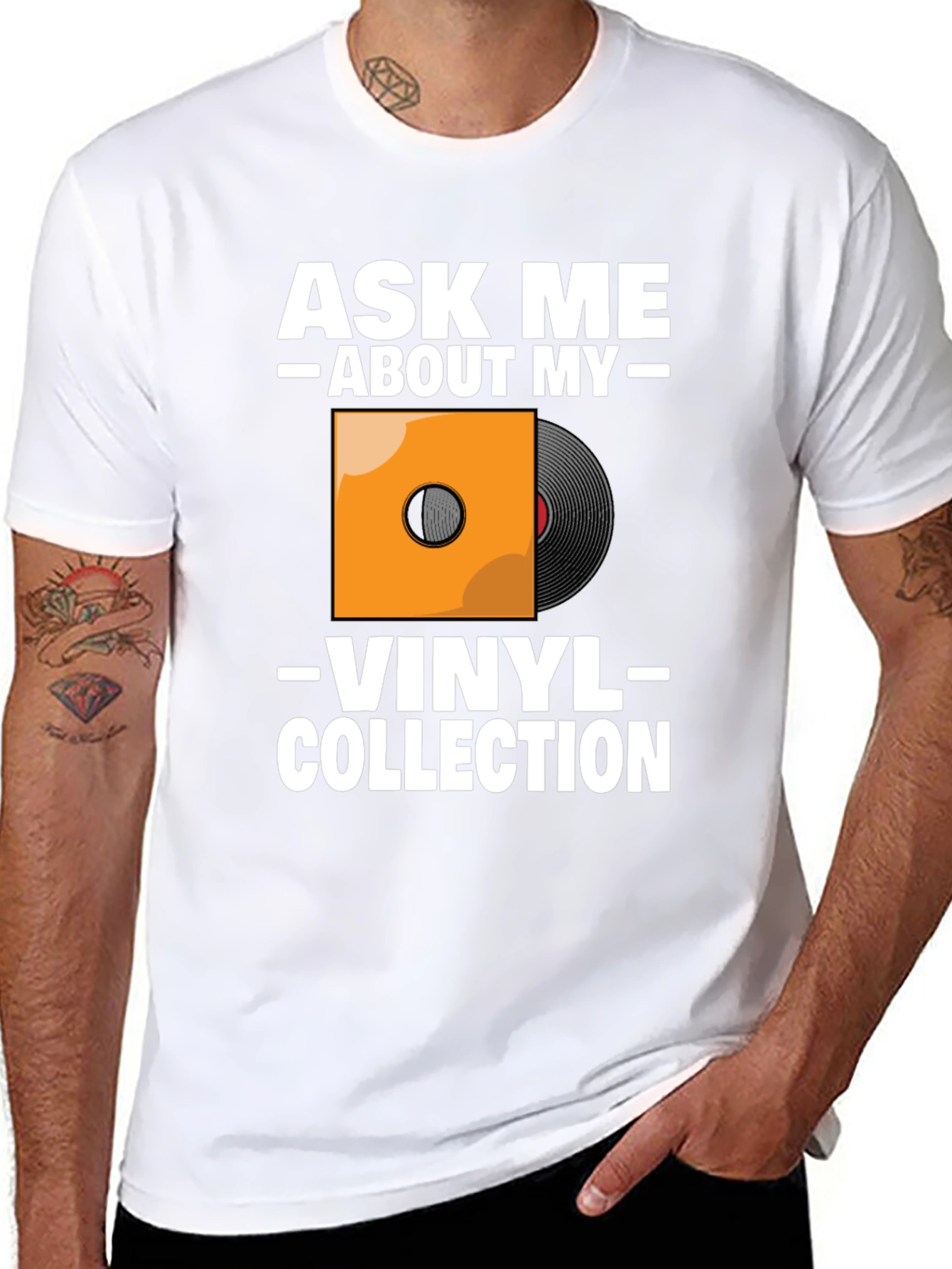 Black Ask Me About My Vinyl Collection T-Shirt view 8