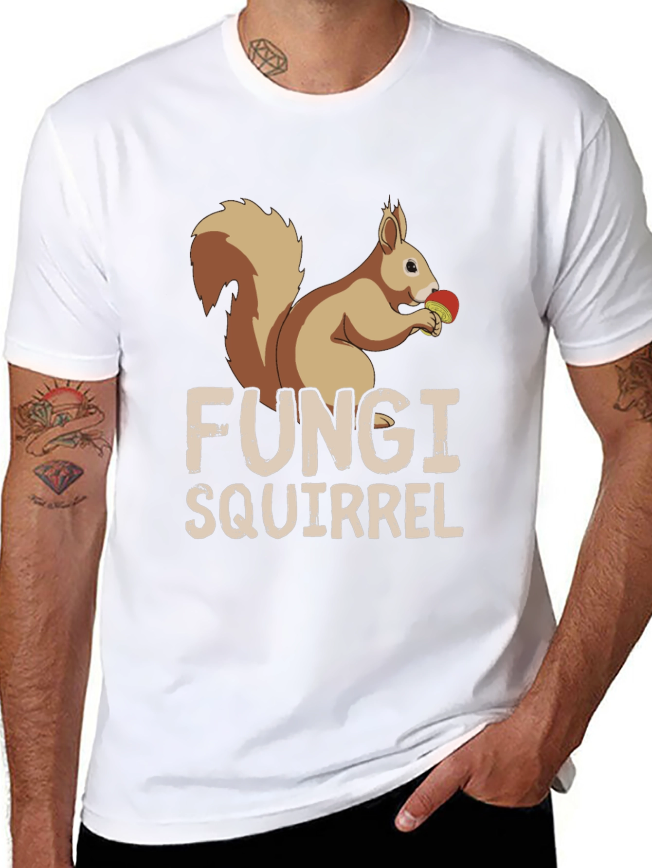 Black Fungi Squirrel Graphic Tee - Unique Humor T-Shirt view 8