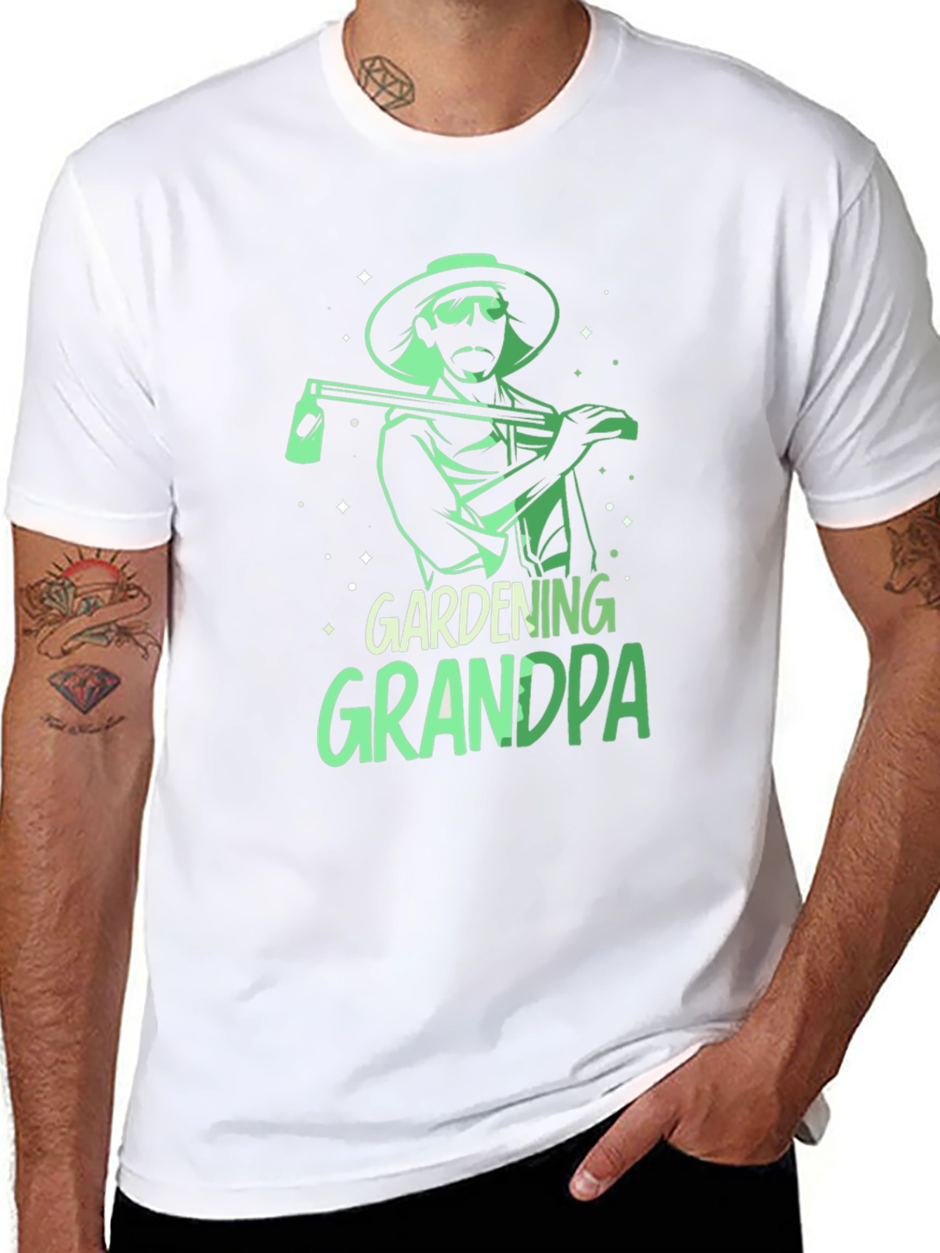 Black Gardening Grandpa T-Shirt - Black, Graphic Tee view 8