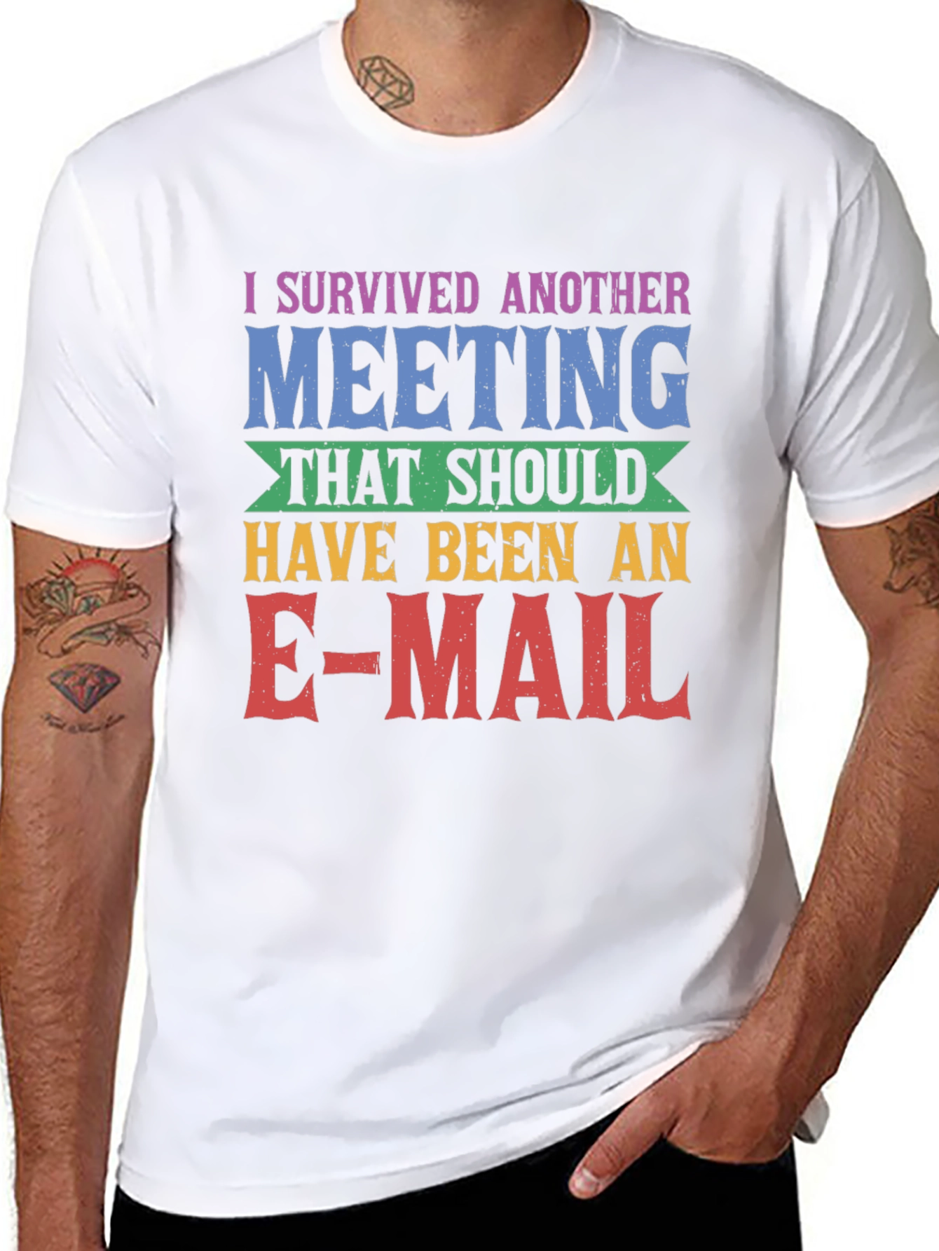 Black I Survived Another Meeting T-Shirt view 8