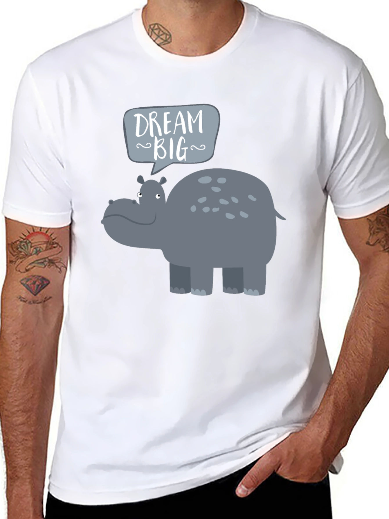 Black Dream Big Hippo Graphic Tee view 8